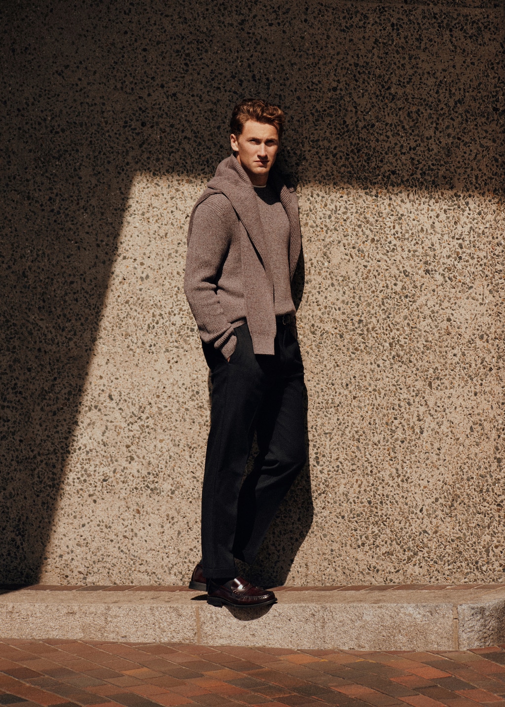 Regular-fit pleated flannel pants