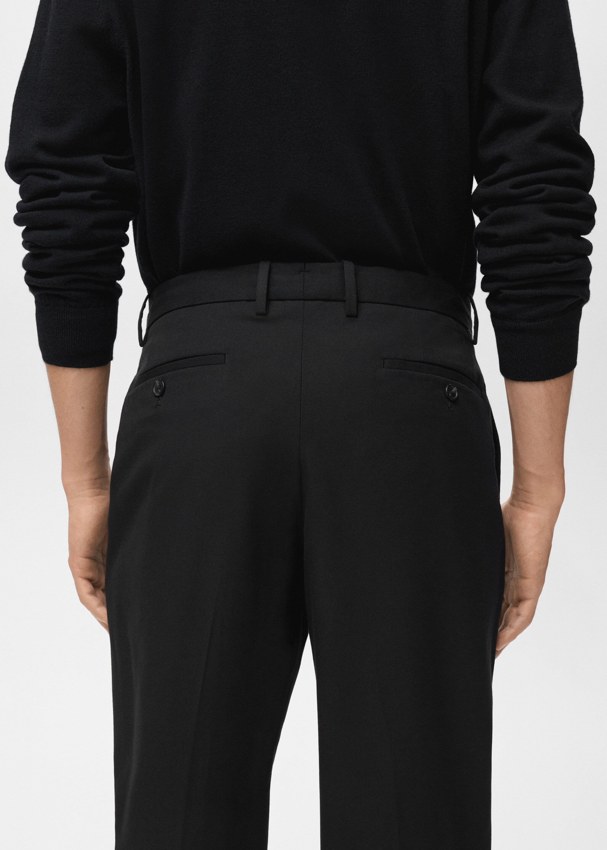 Regular-fit pleated trousers - Details of the article 6, Black. Ref: 17055968-00.