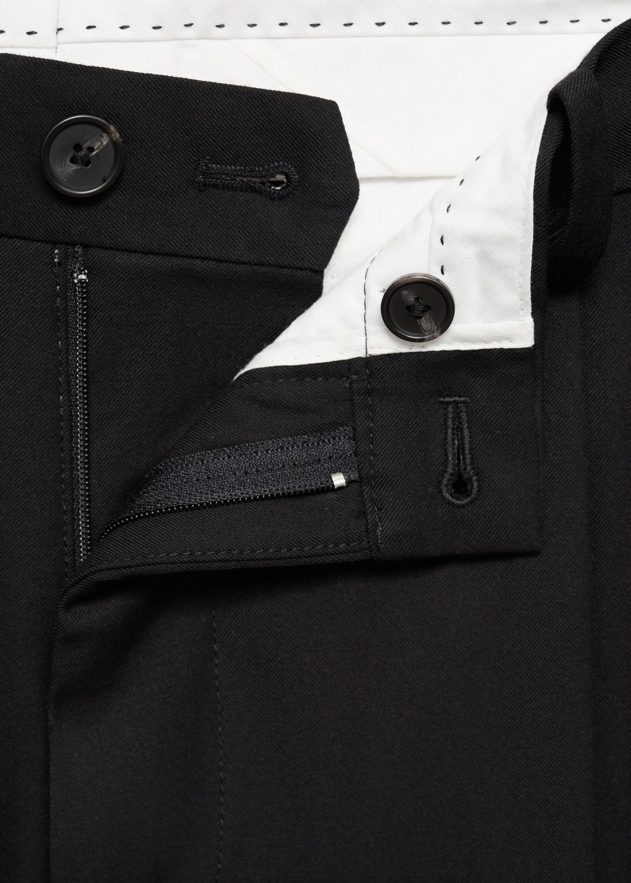Regular-fit pleated trousers - Details of the article 8, Black. Ref: 17055968-00.