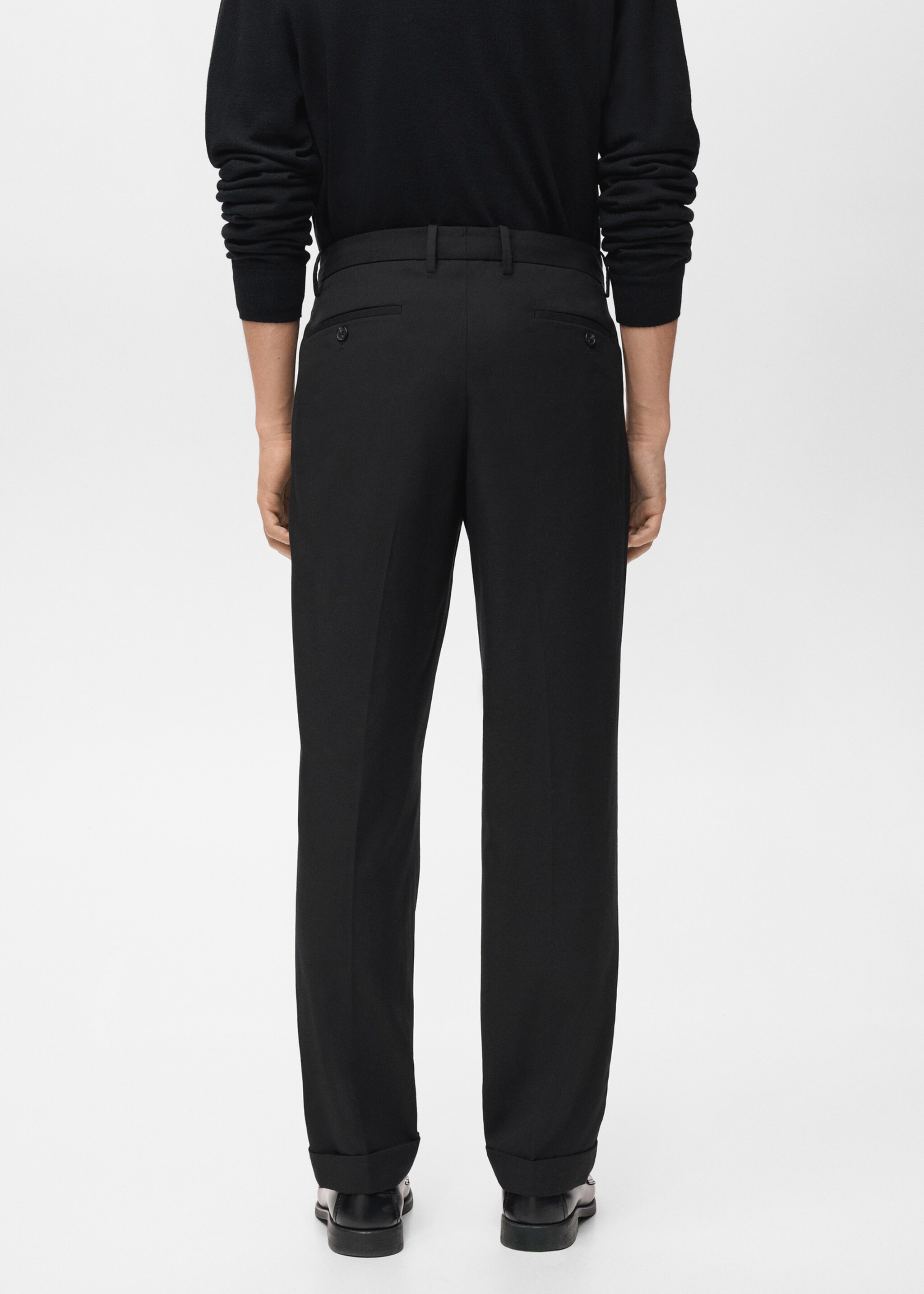 Regular-fit pleated trousers - Reverse of the article, Black. Ref: 17055968-00.