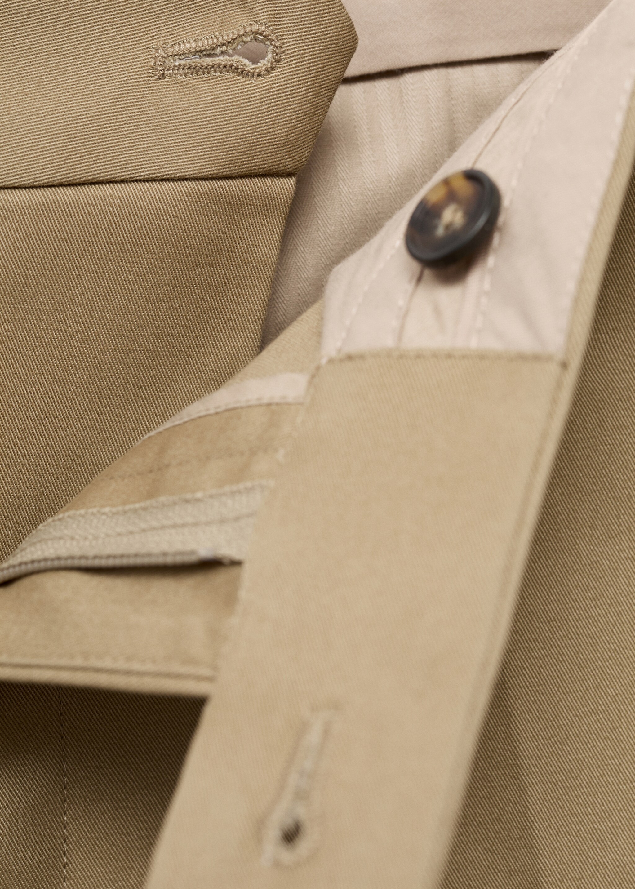 Regular-fit cotton trousers - Details of the article 0, Beige. Ref: 17055969-00.