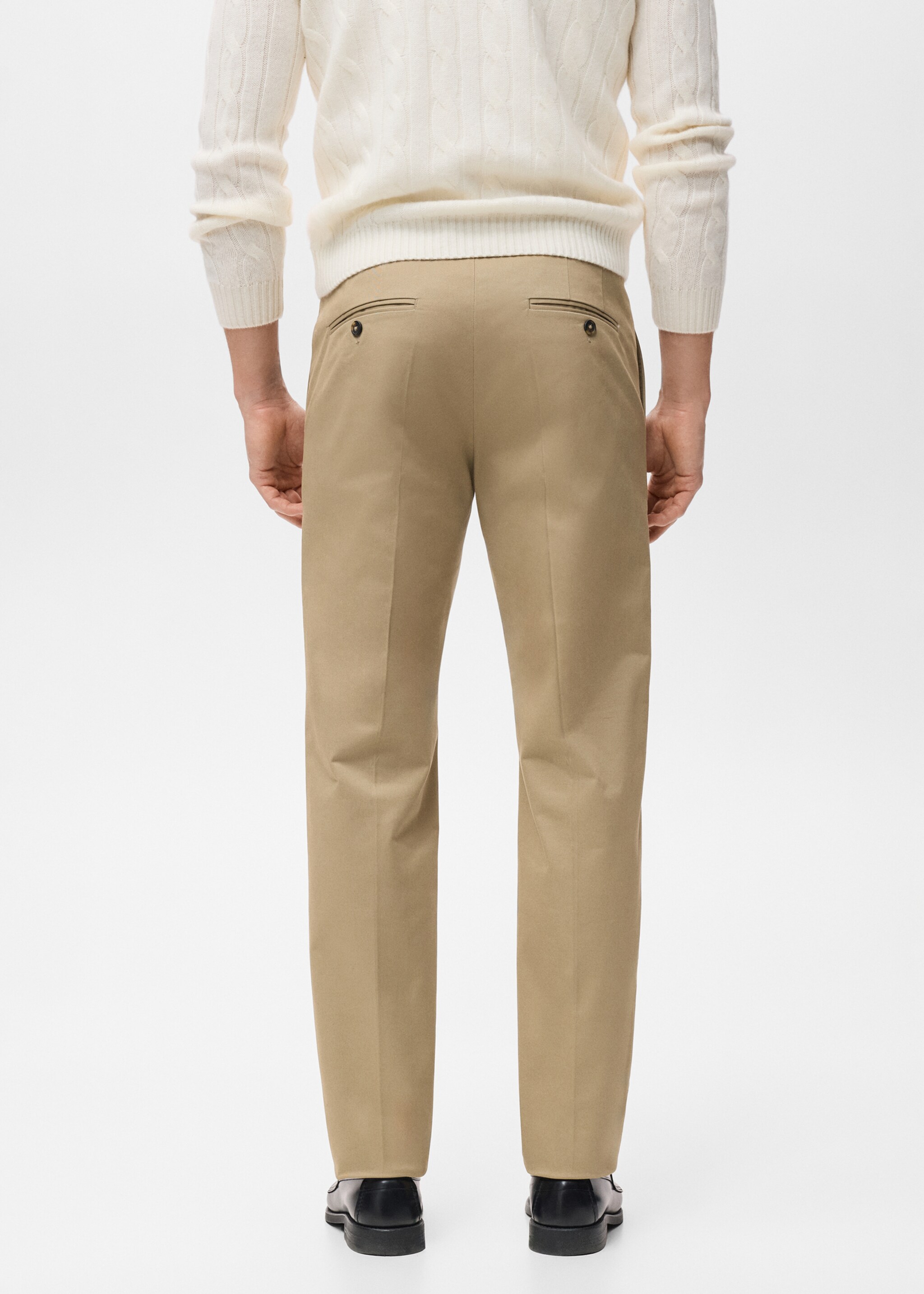 Regular-fit cotton trousers - Reverse of the article, Beige. Ref: 17055969-00.