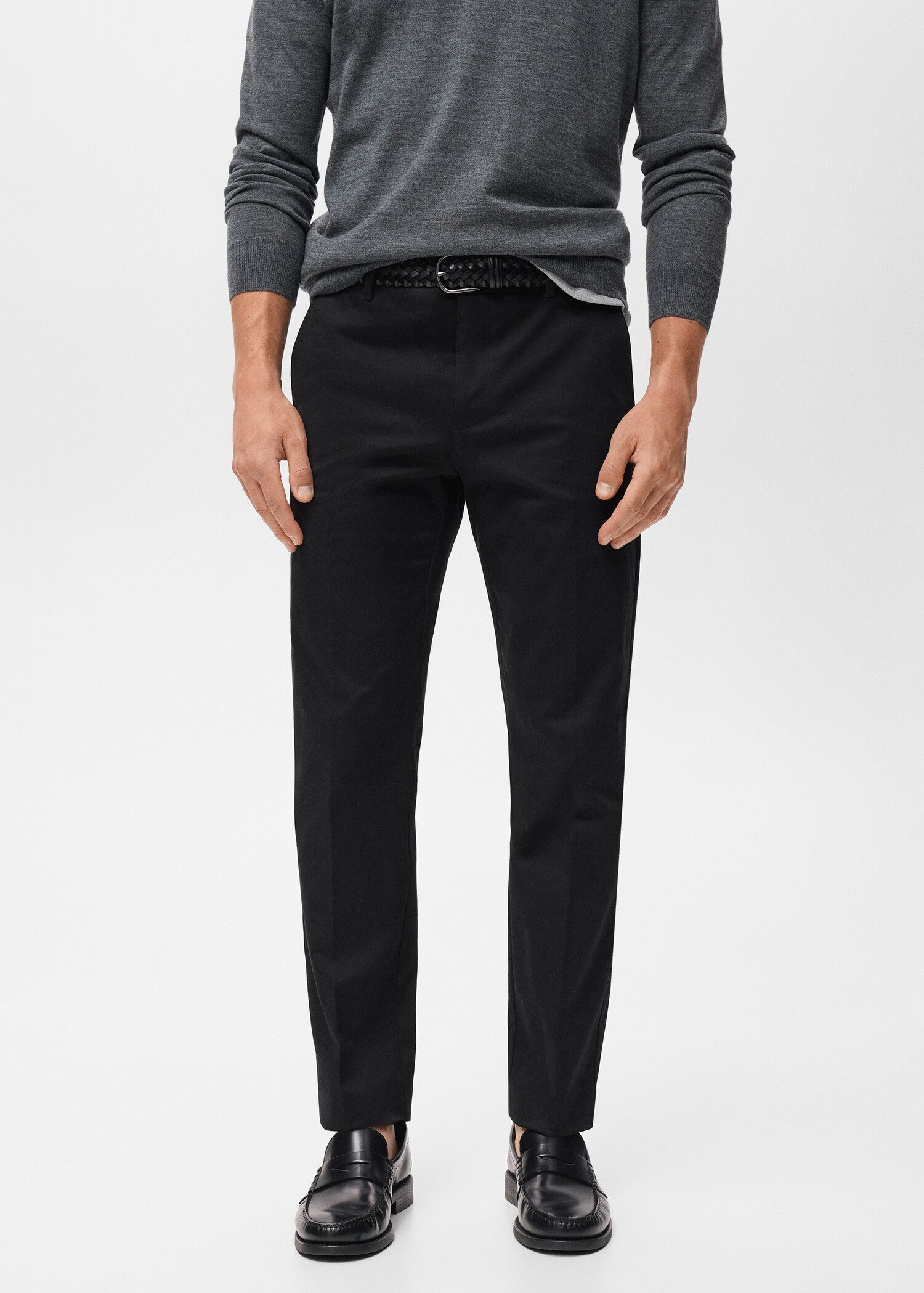 Regular-fit cotton trousers - Medium plane