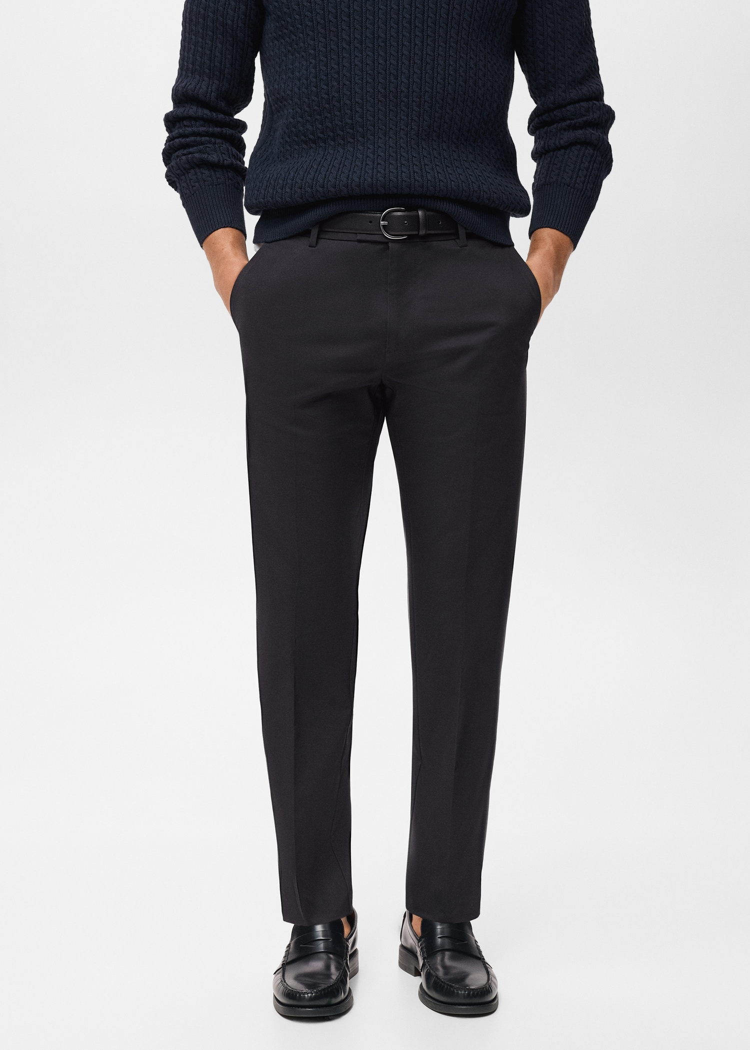 Regular-fit cotton trousers - Medium plane