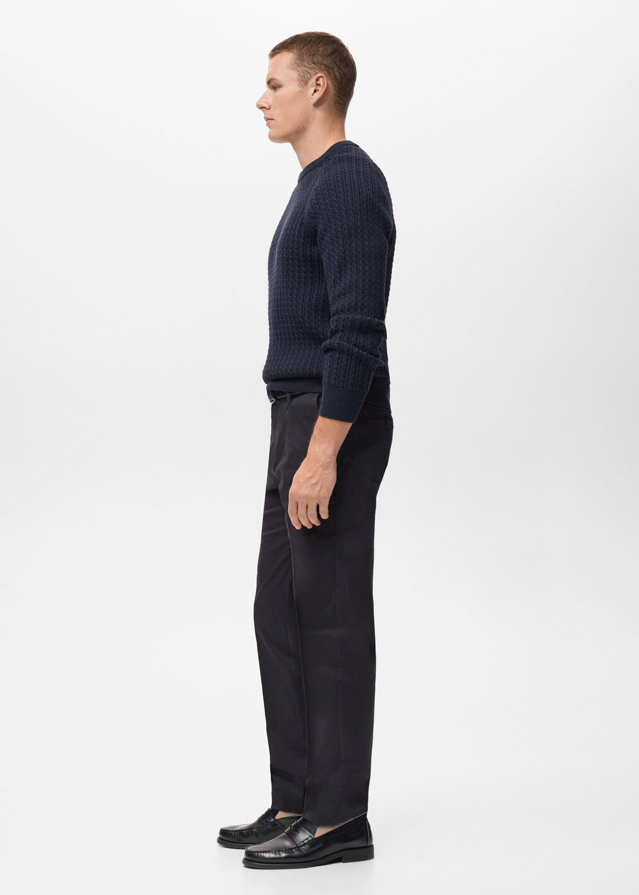 Regular-fit cotton trousers - Details of the article 2, Black. Ref: 17055969-00.