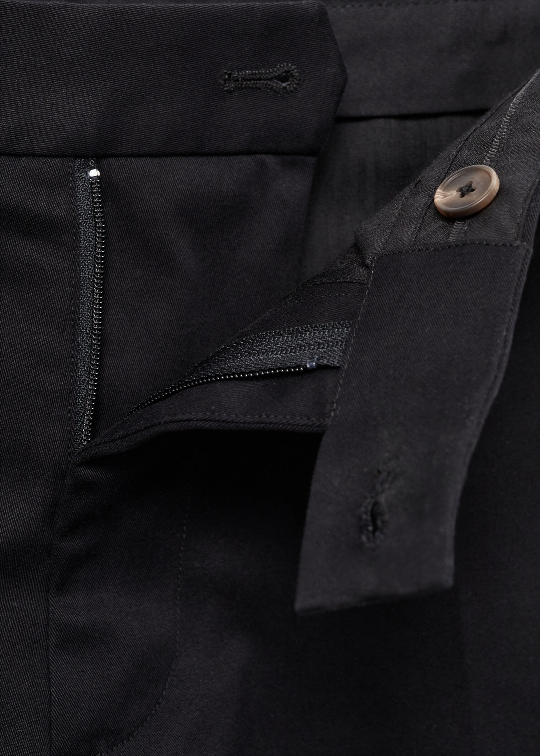 Regular-fit cotton trousers - Details of the article 8, Black. Ref: 17055969-00.