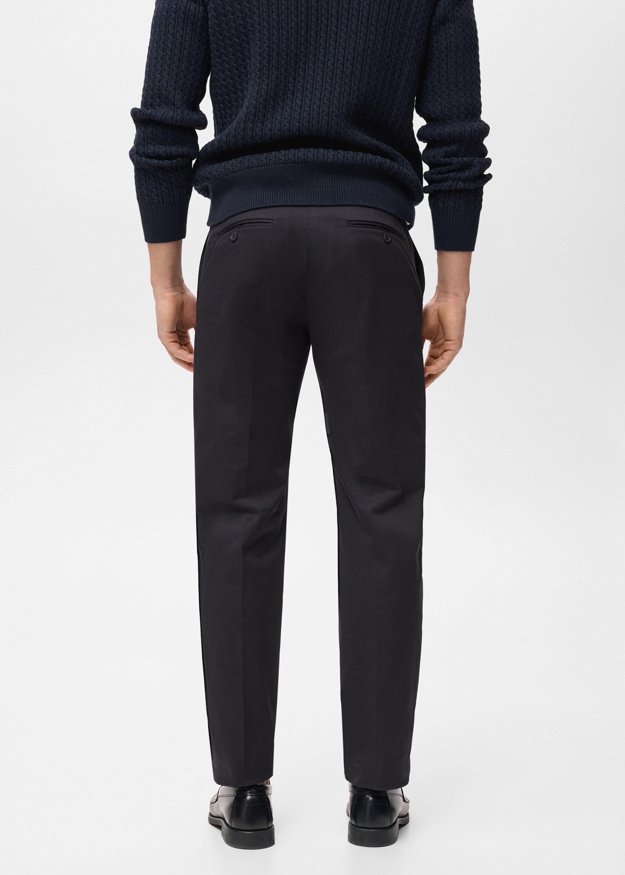 Regular-fit cotton trousers - Reverse of the article, Black. Ref: 17055969-00.