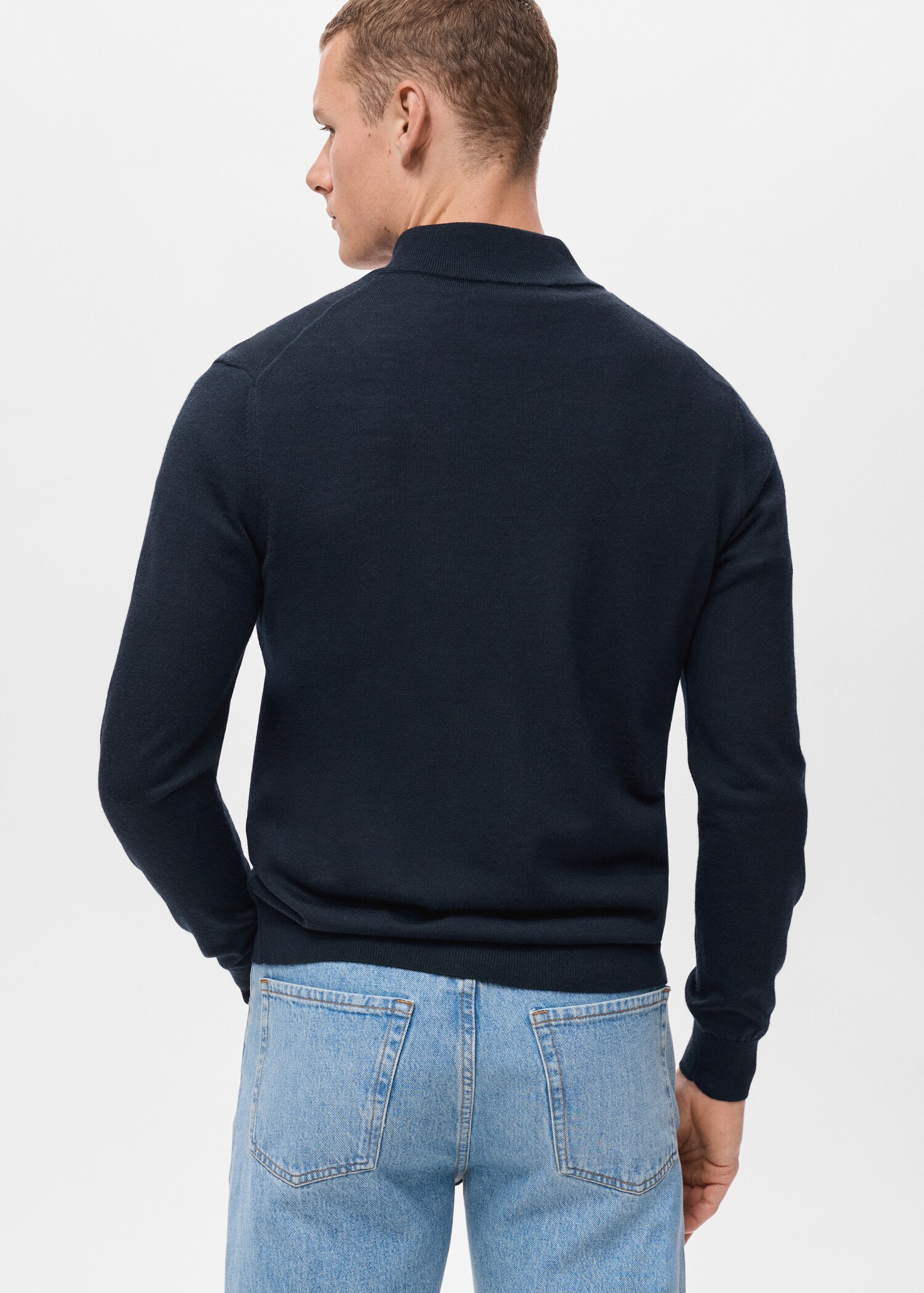 100% wool sweater with perkins neck - Reverse of the article