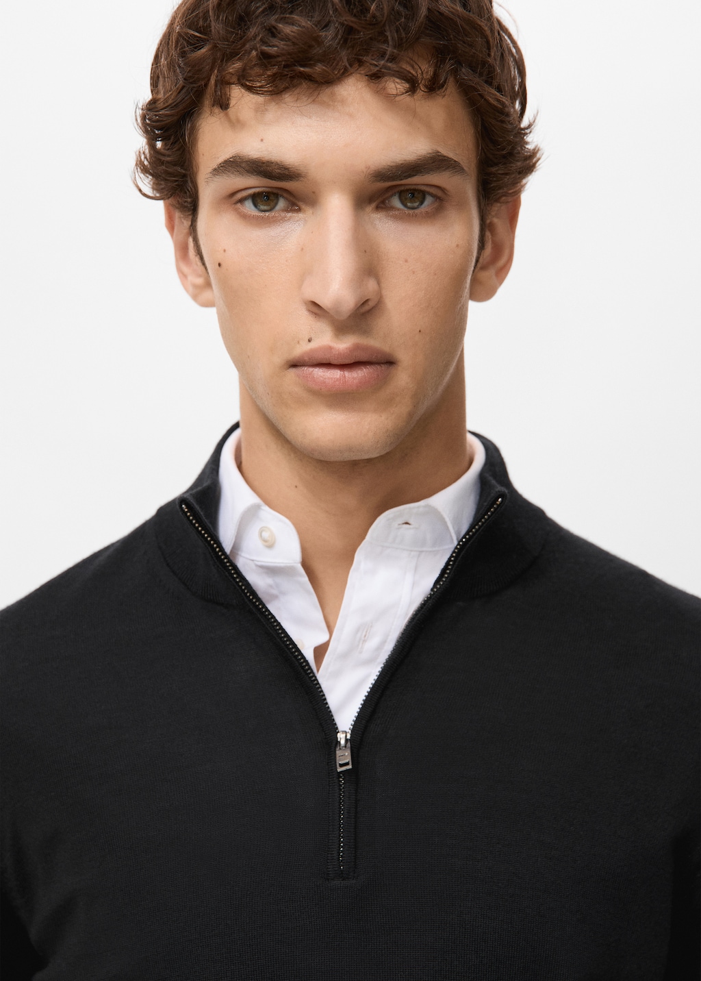 100% merino wool sweater with perkins collar
