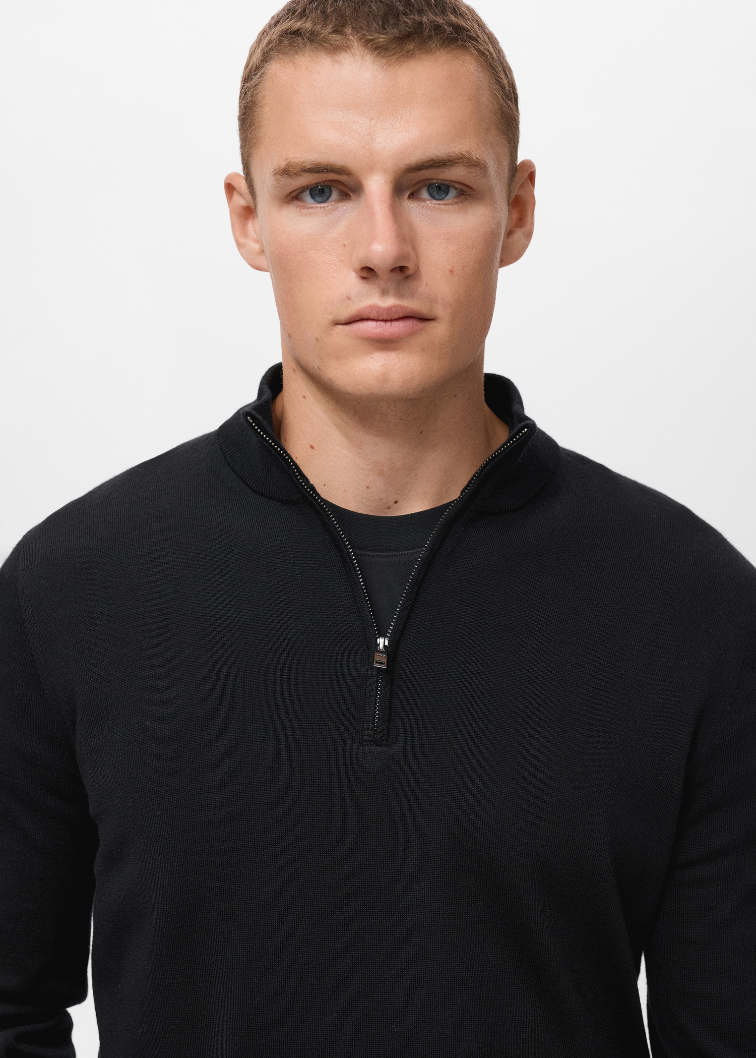 Zopfmuster Wolle Pullover Herren Wollpullover Mit Polohemd-Kragen