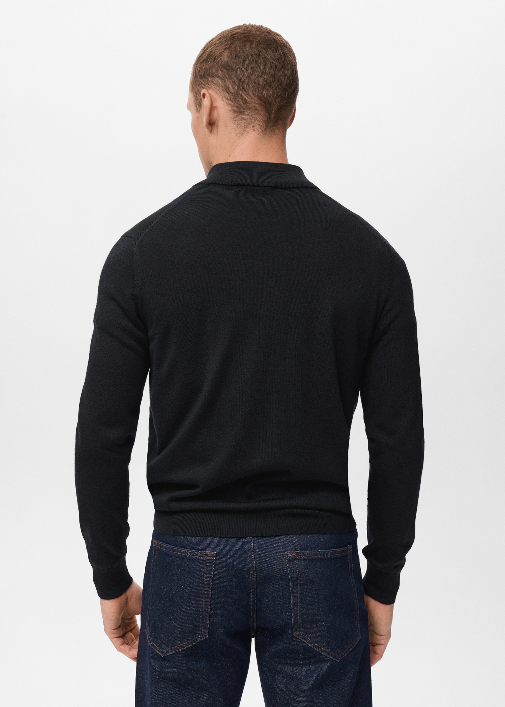 100% wool sweater with perkins neck - Reverse of the article, Black. Ref: 17055971-00.