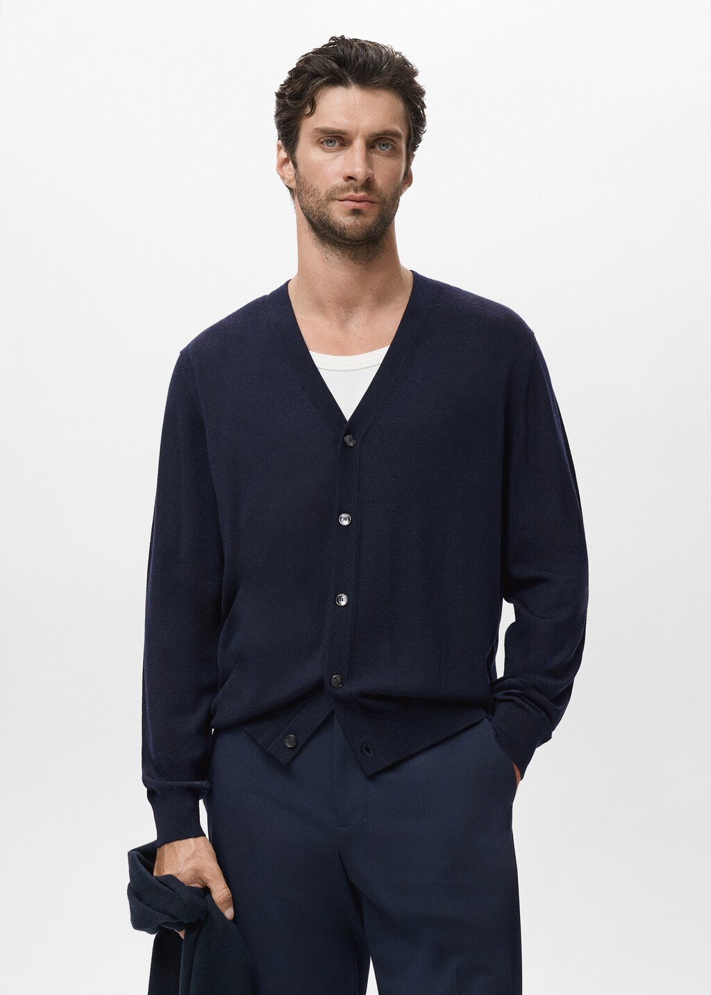 Cu00e1rdigan Largo Para Hombre, Suu00e9ter De Manga Larga Con