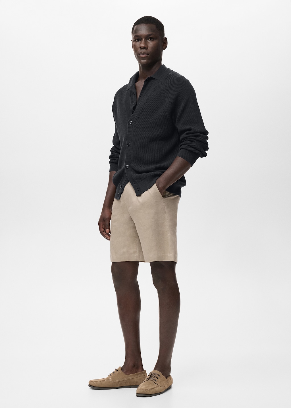 Linen-cotton blend Bermuda short