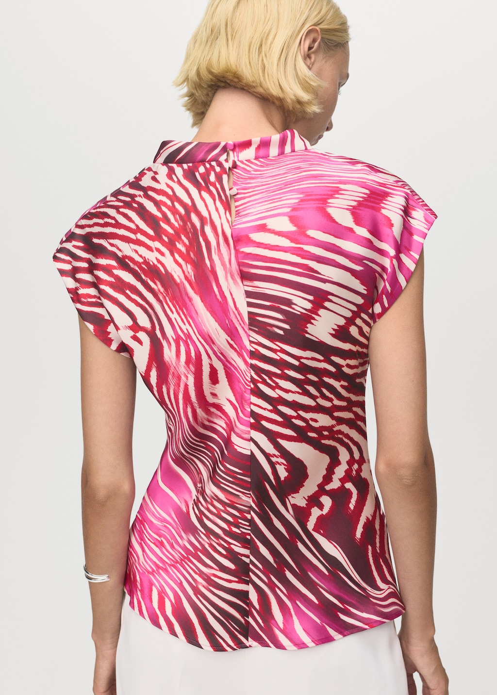 Satin blouse with draped neck - image 3