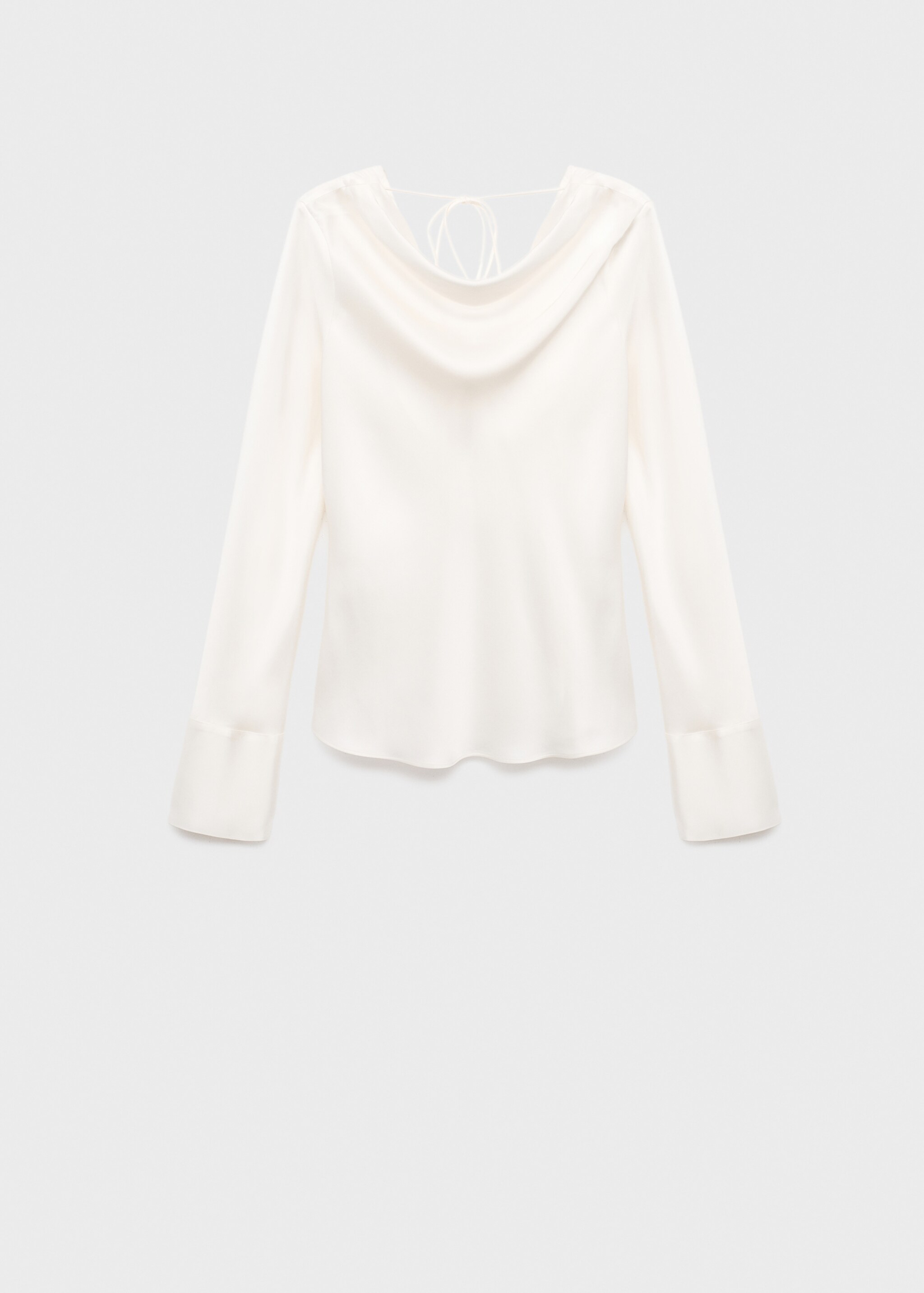 Satin blouse with bow on the back - Article without model, Ecru. Ref: 17056001-00.