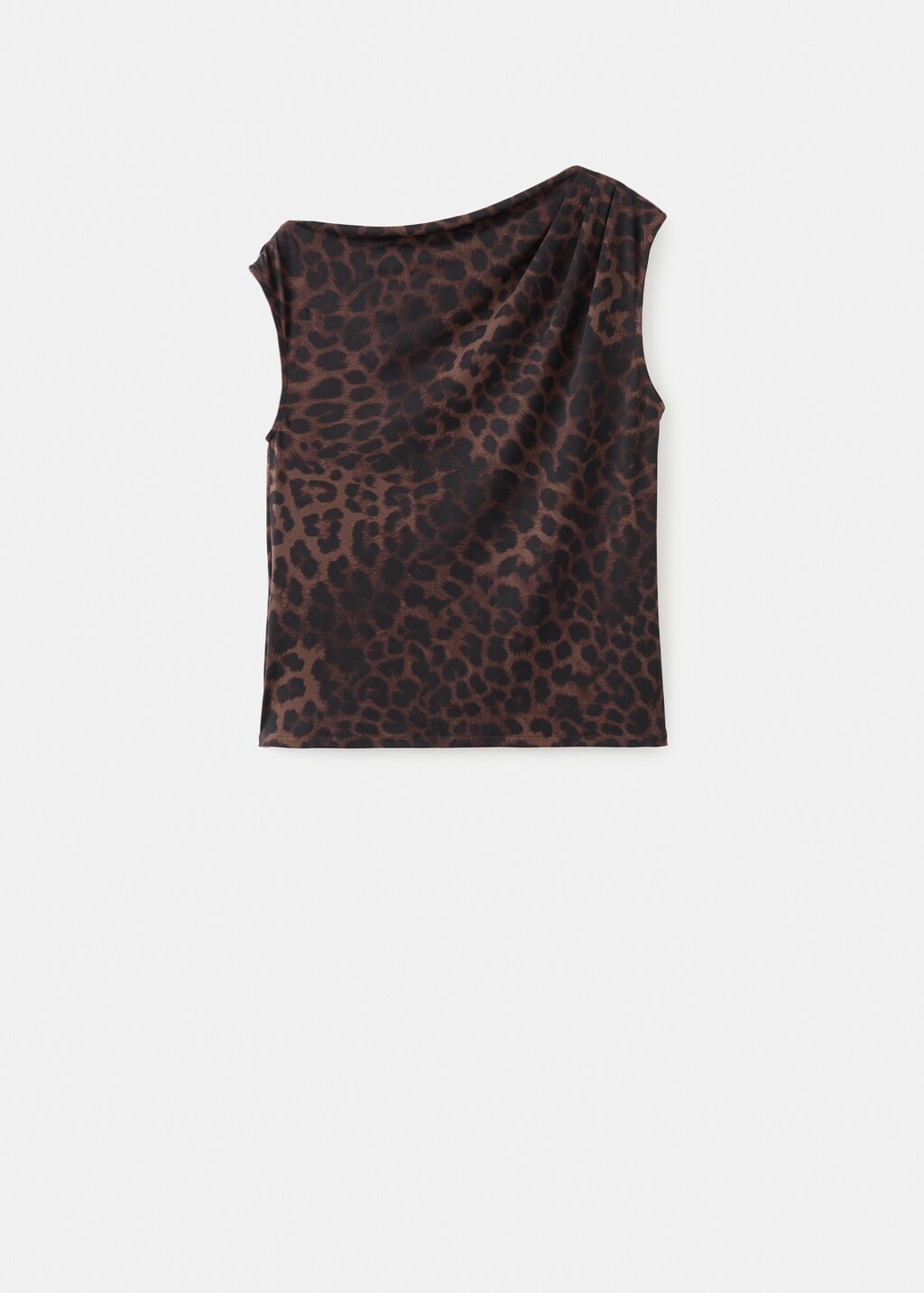 Mango Leopard-print top with asymmetrical collar