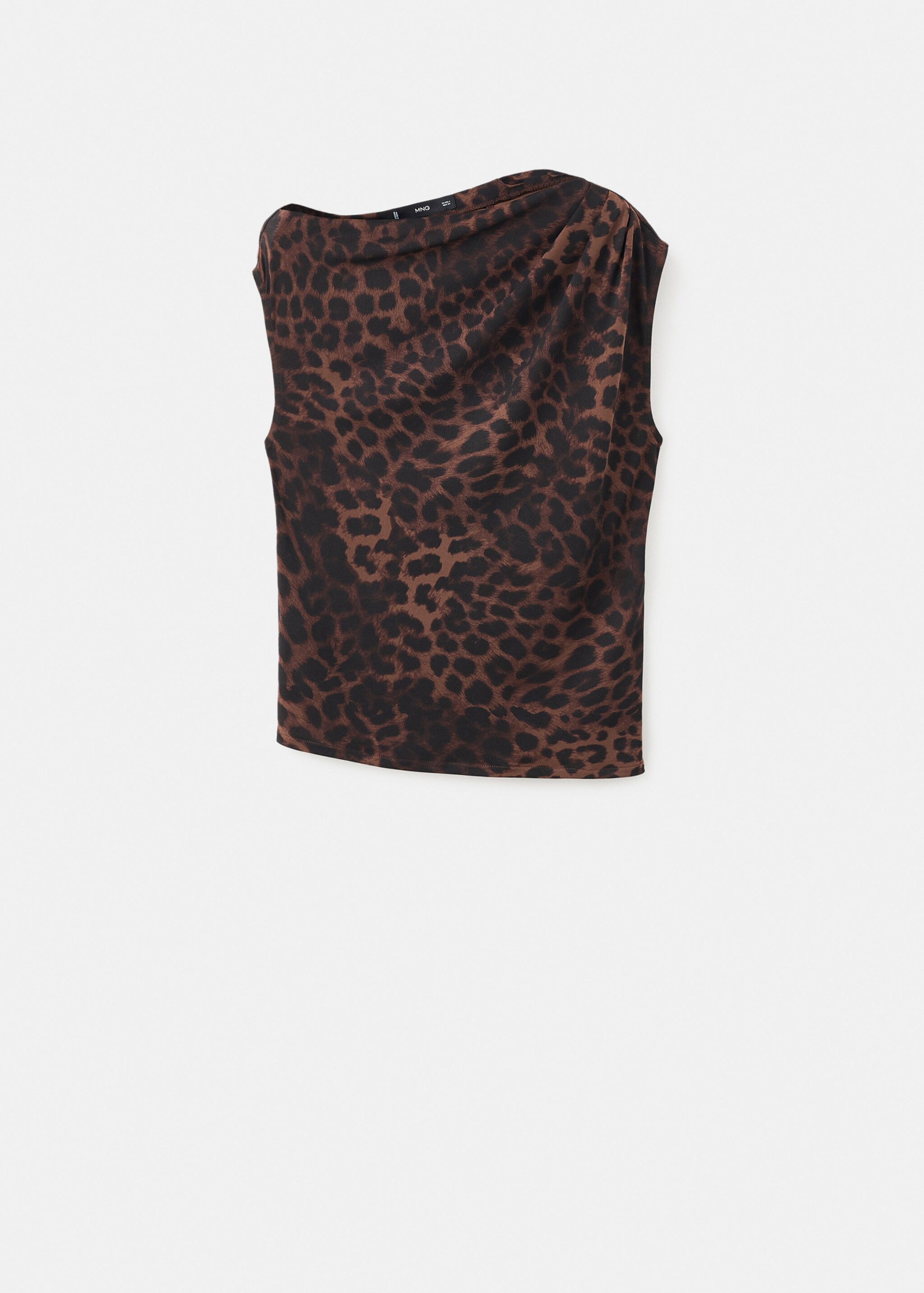 Top leopardo cuello asimétrico - Artículo sin modelo, Marrón. Ref: 17056003-00.
