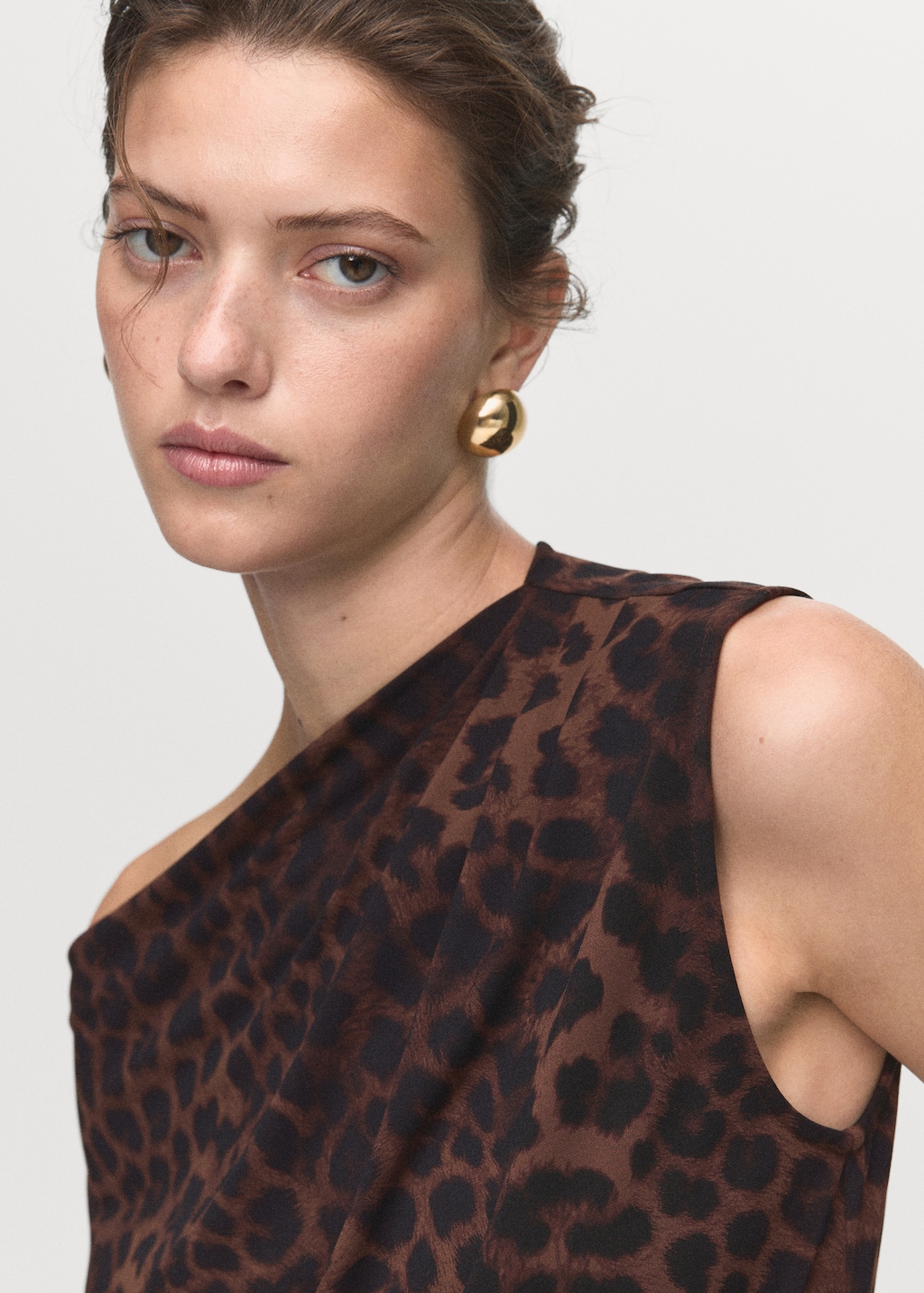 Leopard-print top with asymmetrical collar