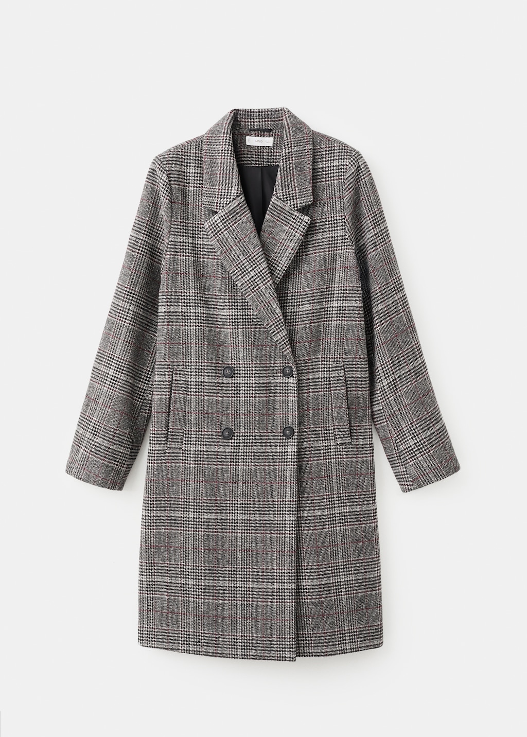 Check wool-blend coat