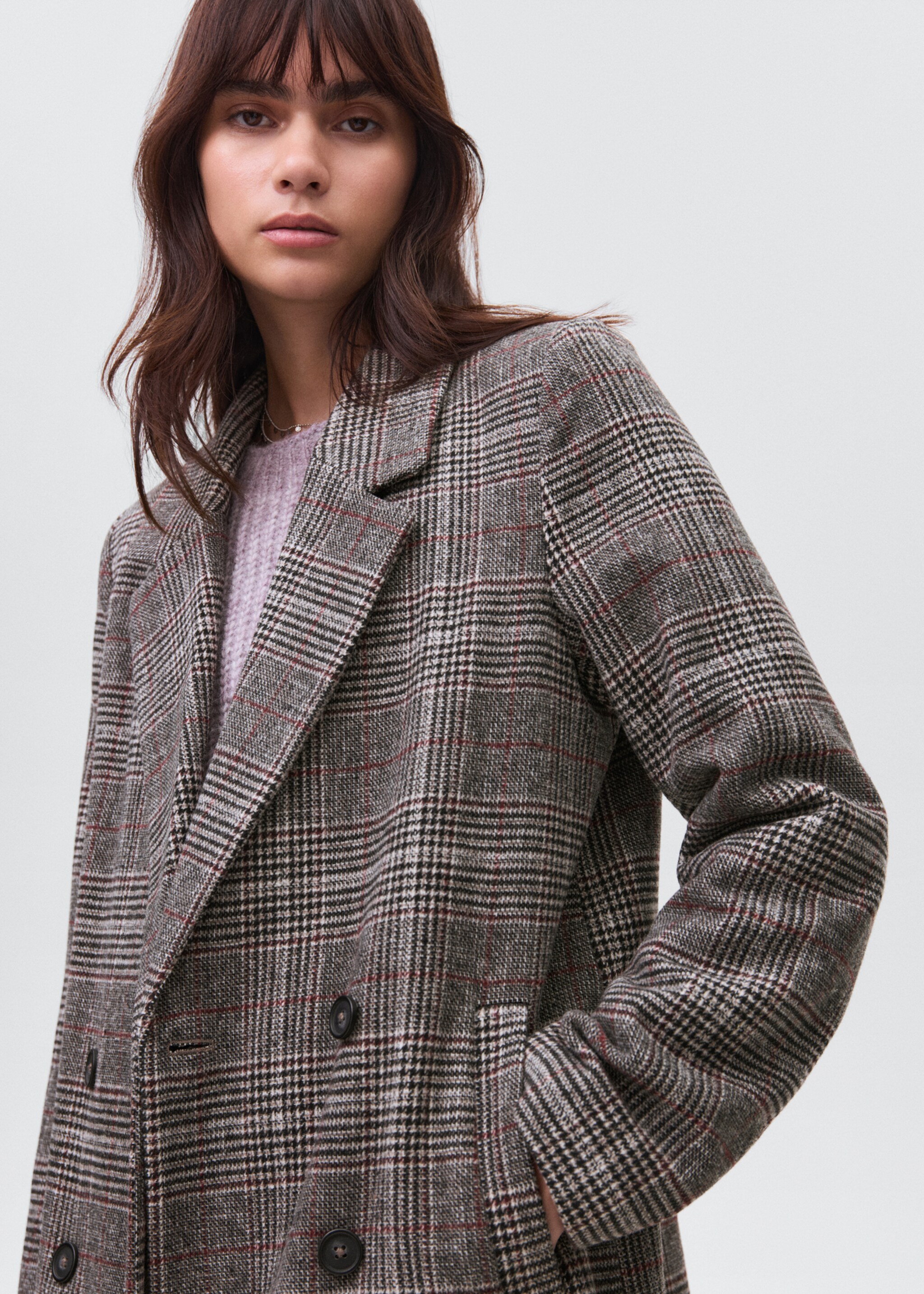Manteau carreaux laine - Détail de l'article 1, Gris. Ref: 17056326-00.