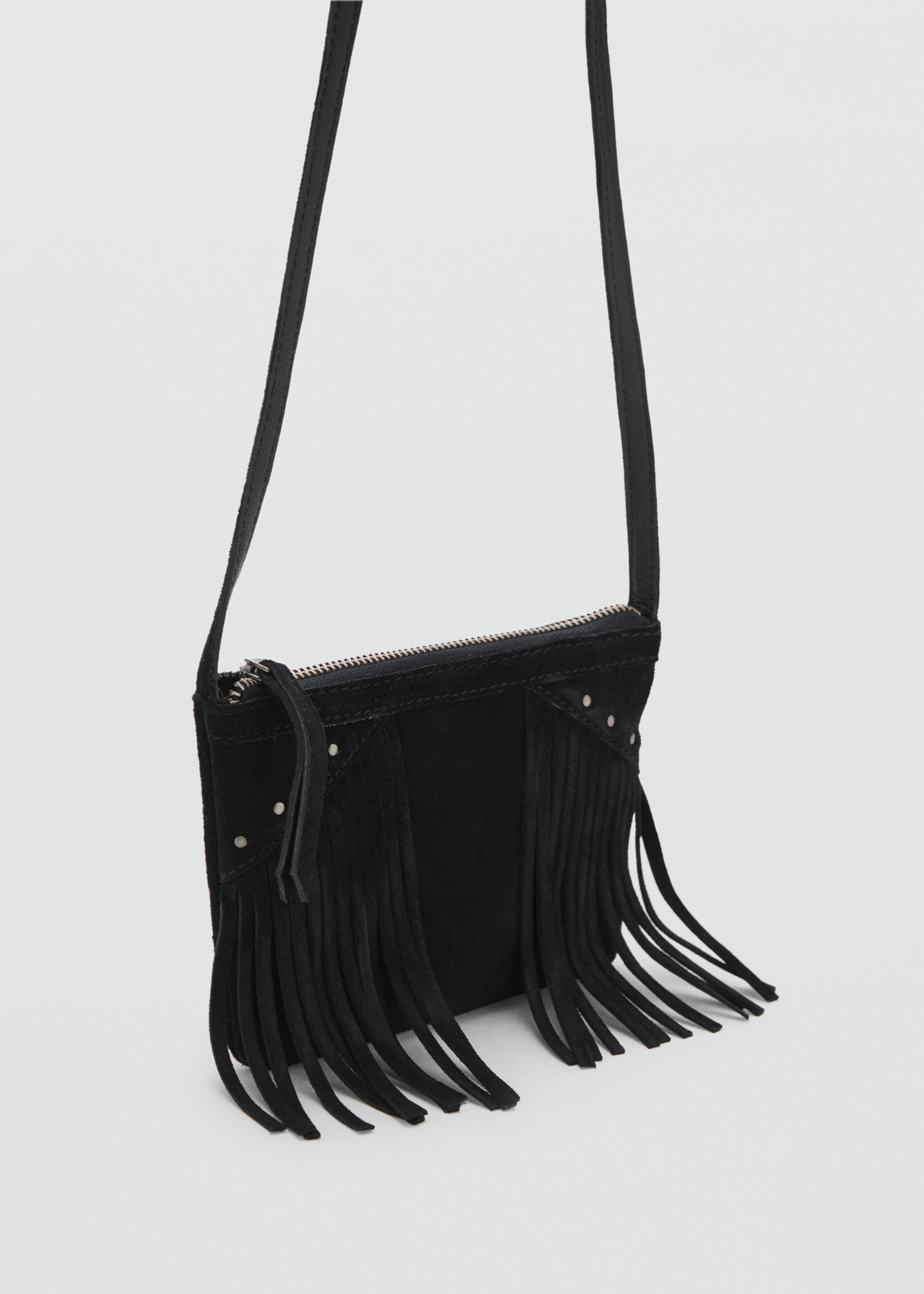 Leather fringes bag - Medium plane, Black. Ref: 17056328-00.