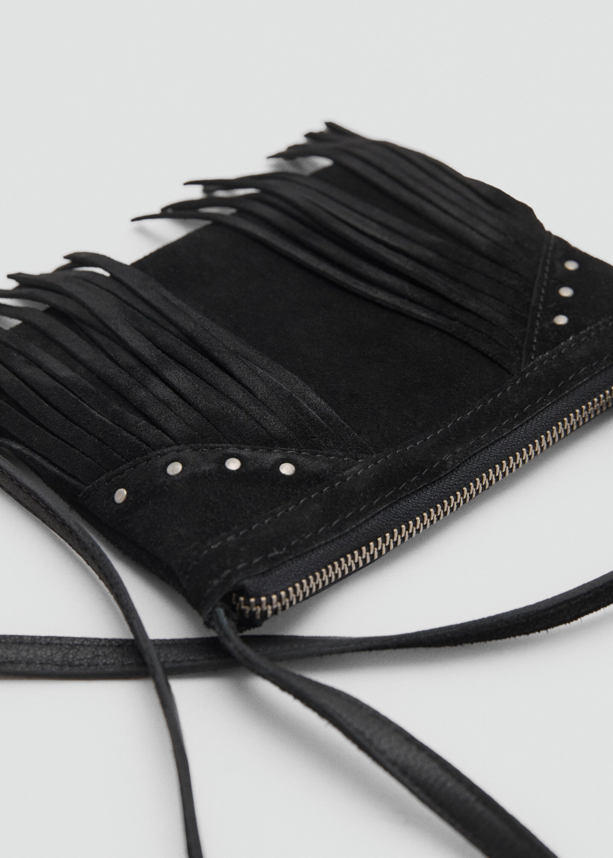 Leather fringes bag - Details of the article 2, Black. Ref: 17056328-00.