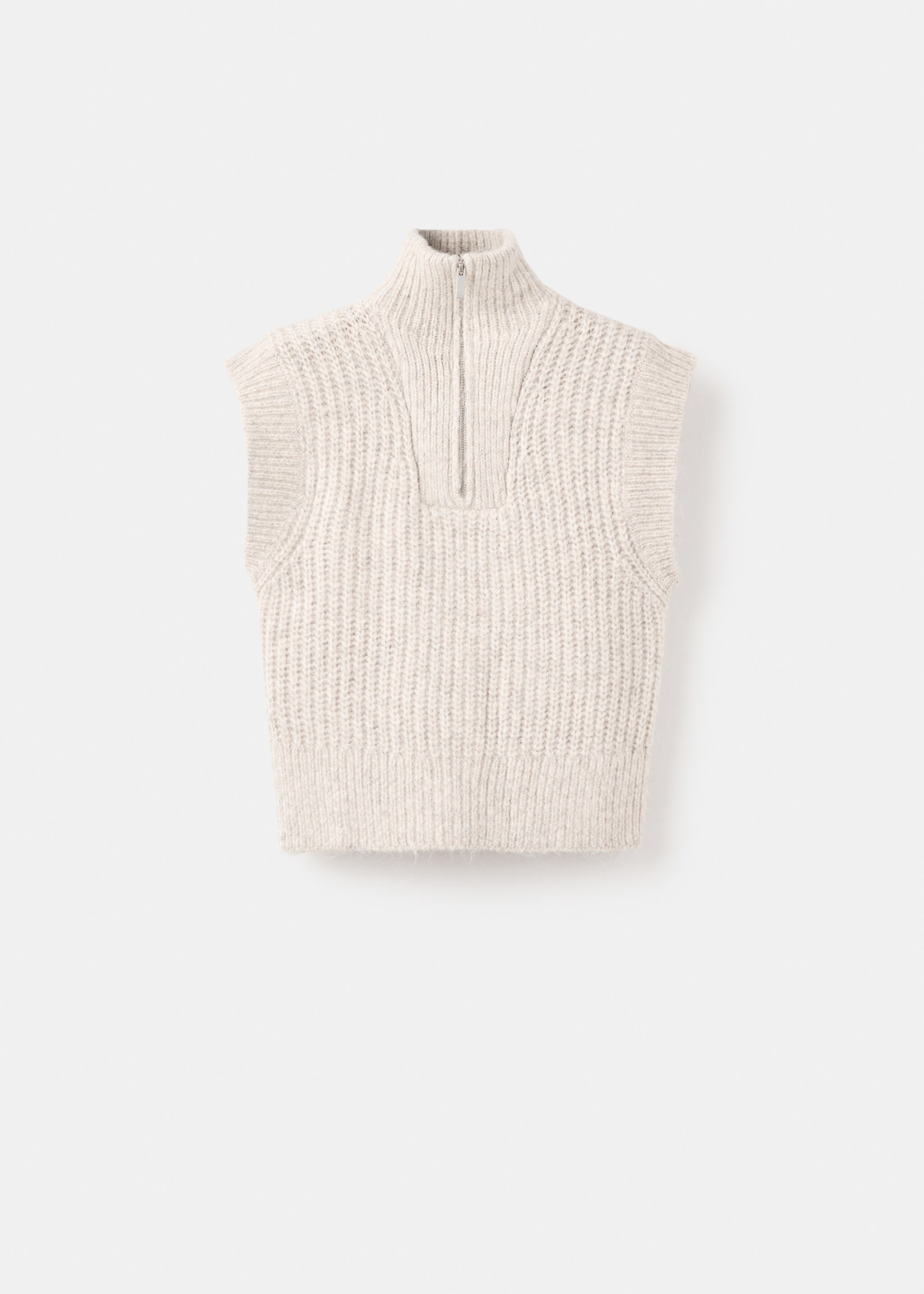 Gilet maille col montant - Article sans modèle, Beige. Ref: 17056329-00.