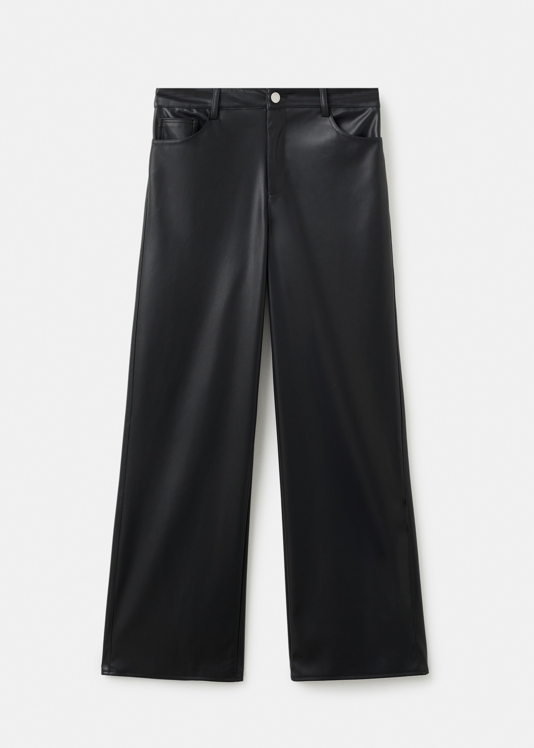 Straight leather-effect trousers - Article without model, Black. Ref: 17056331-00.