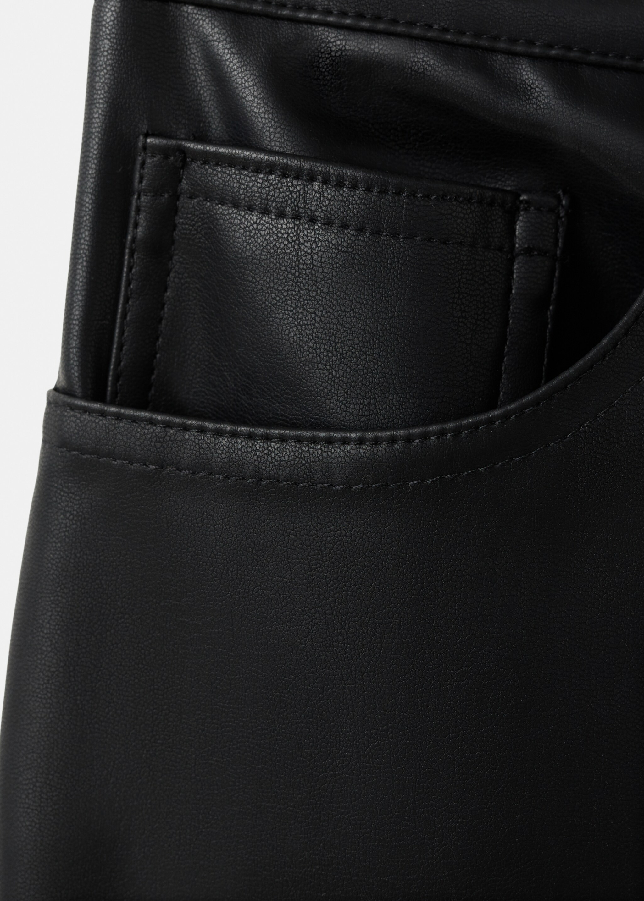 Straight leather-effect trousers - Details of the article 0, Black. Ref: 17056331-00.