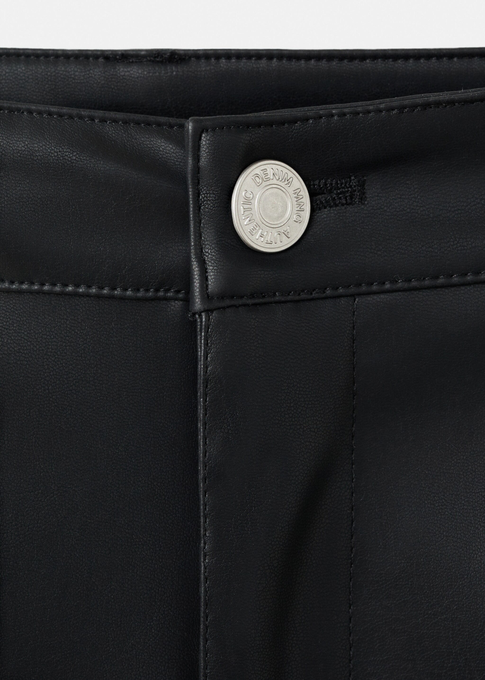 Straight leather-effect trousers - Details of the article 8, Black. Ref: 17056331-00.
