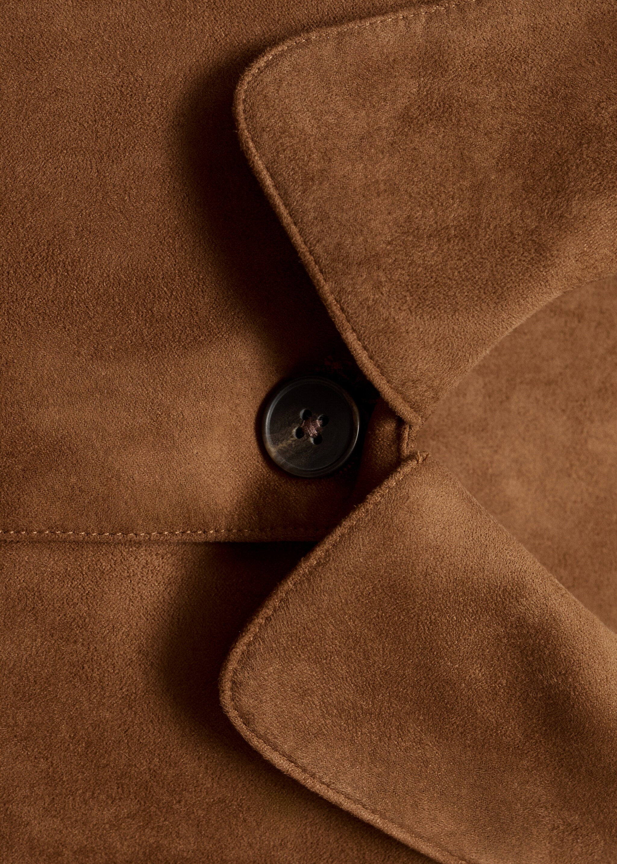 Suede effect jacket - Details of the article 0, Tobacco Brown. Ref: 17056332-00.