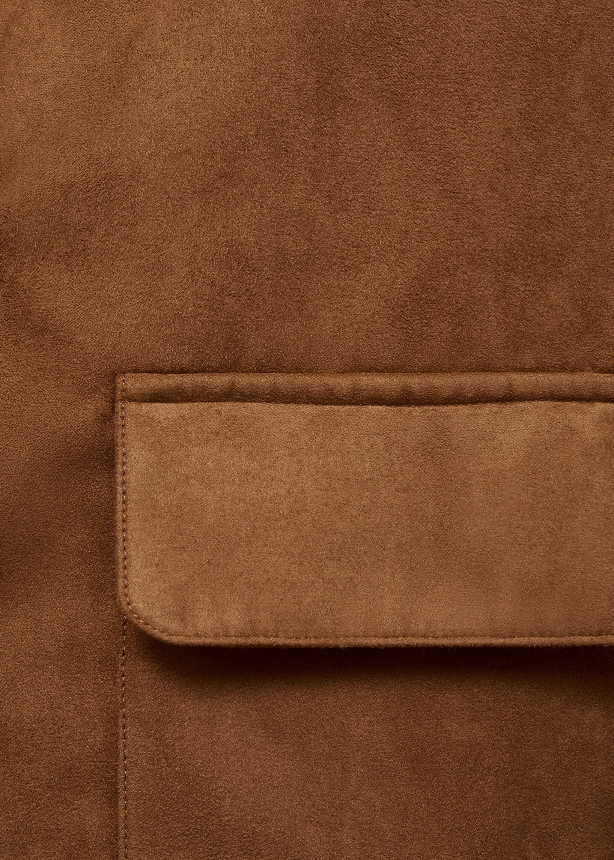 Suede effect jacket - Details of the article 8, Tobacco Brown. Ref: 17056332-00.