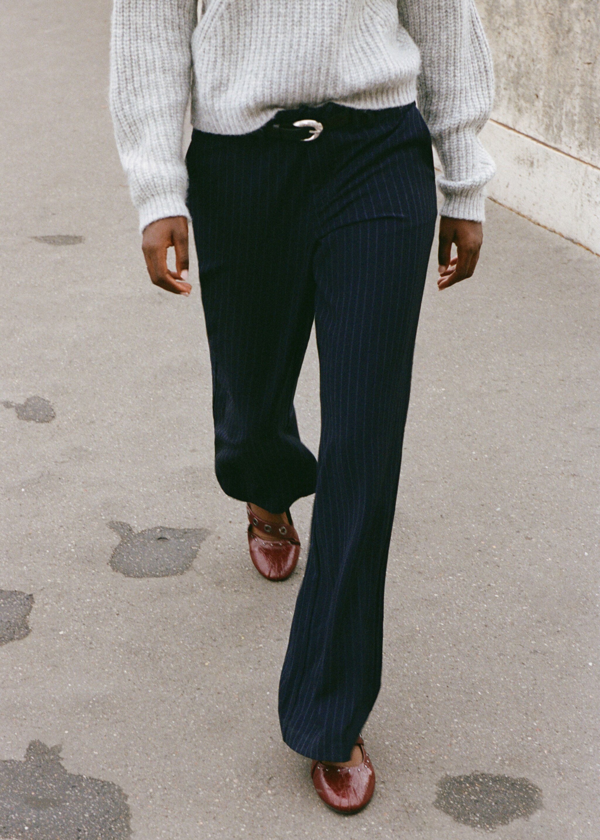 Striped suit trousers - Details of the article 5, Navy. Ref: 17056337-00.