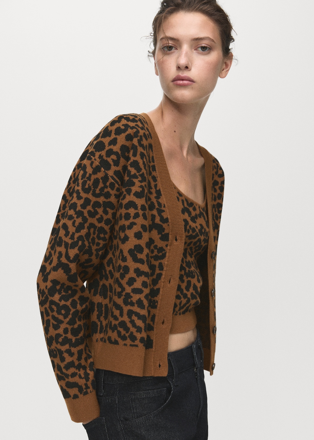 Leopard knit cardigan