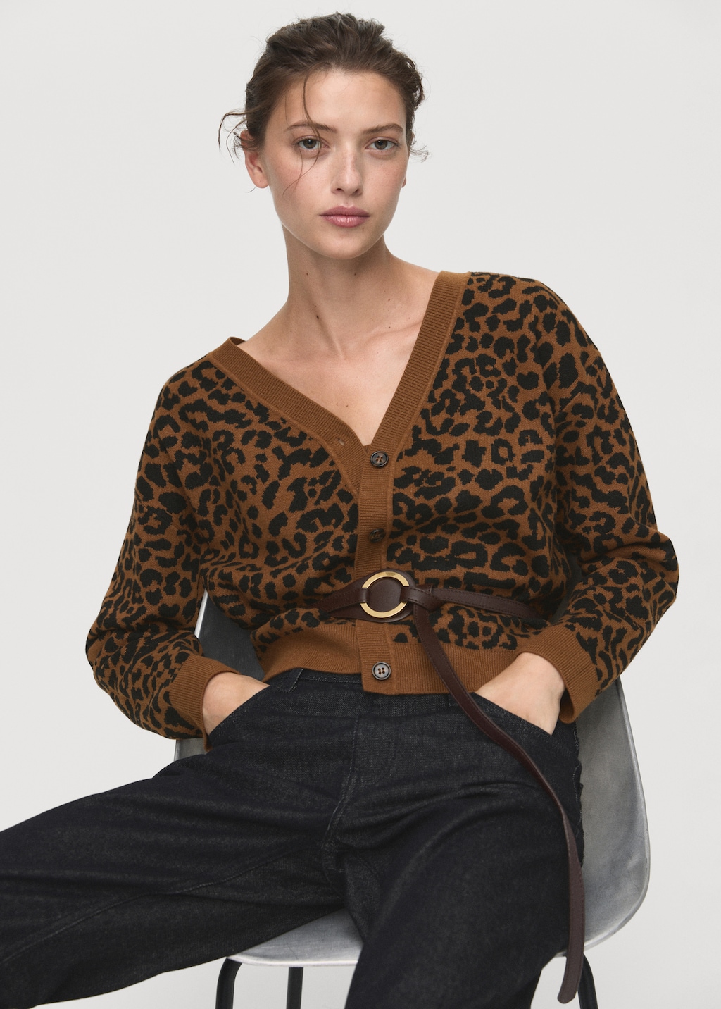 トップス MINEDENIM Leopard Knit Cardigan size3 Leopard knit cardigan - Women | MANGO Madagascar