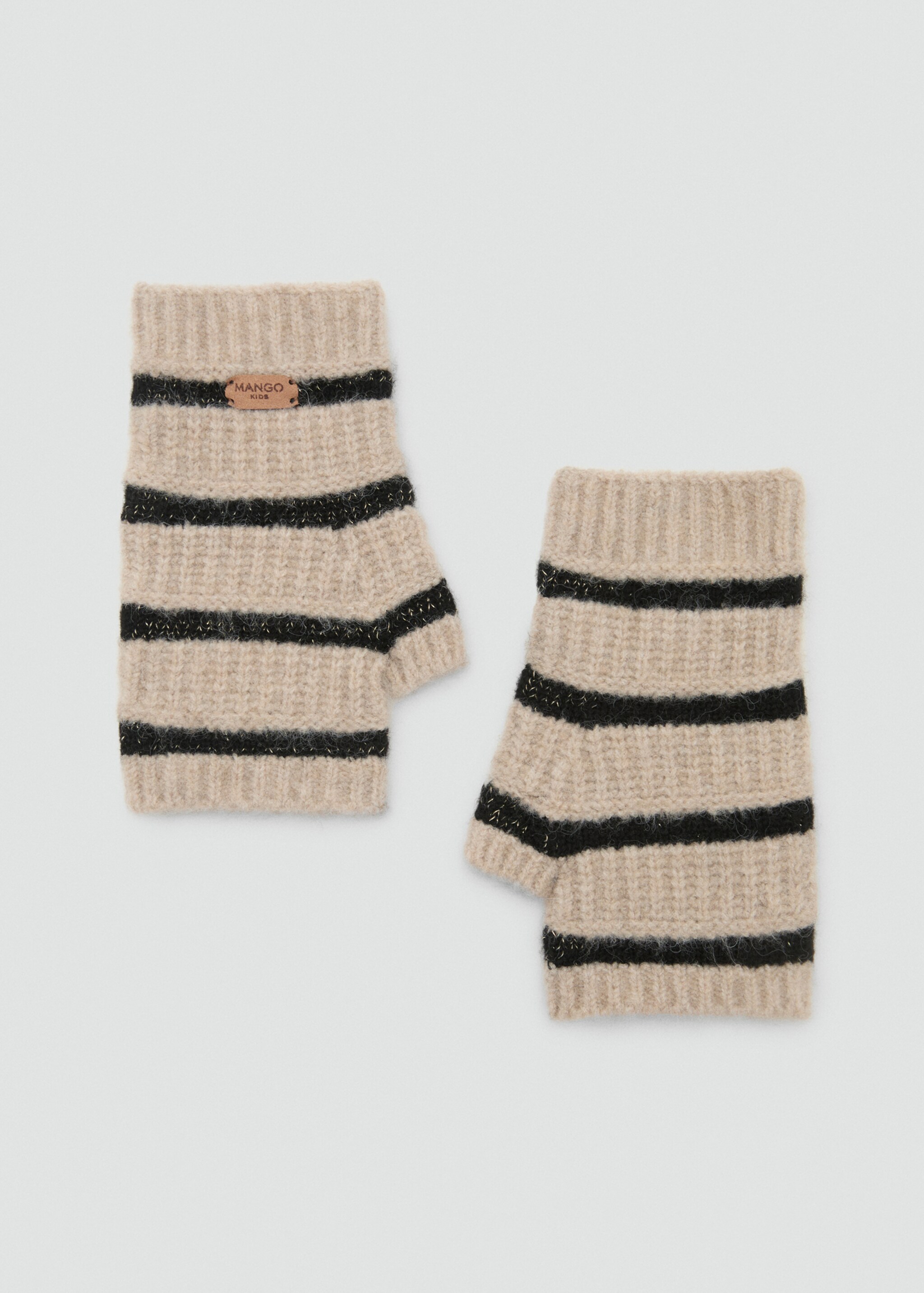 Striped knit gloves - Article without model, Sand. Ref: 17056348-00.