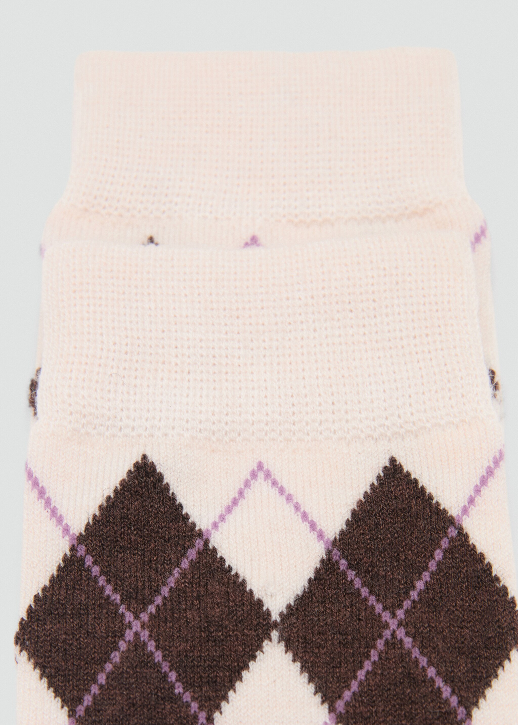 Argyle socks - Details of the article 1, Ecru. Ref: 17056351-00.