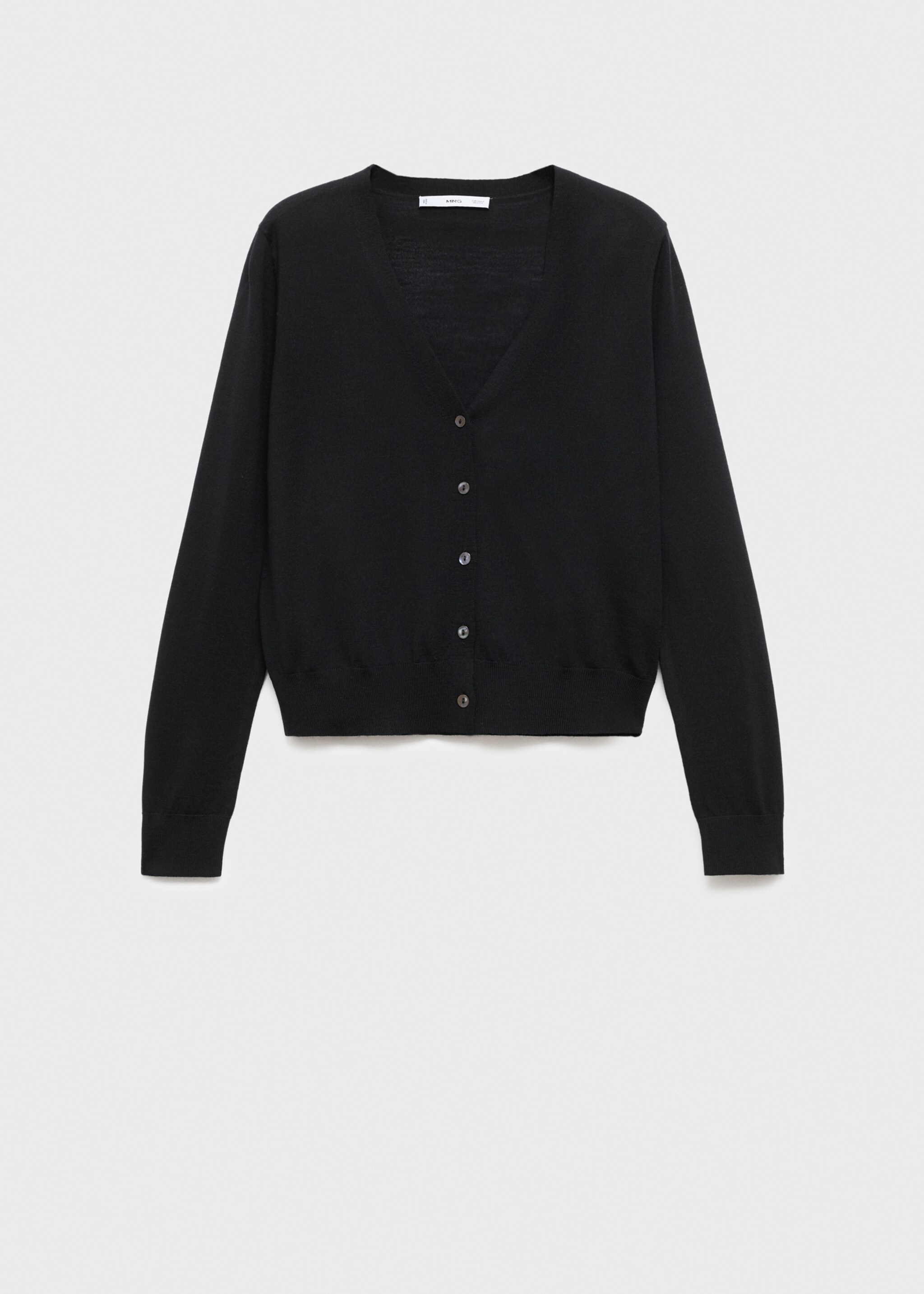 100% wool V-neck cardigan - Article without model, Black. Ref: 17056353-00.