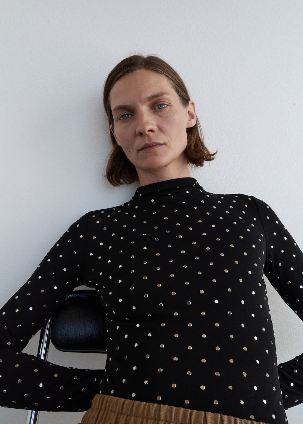 Long-sleeved crystal bodysuit