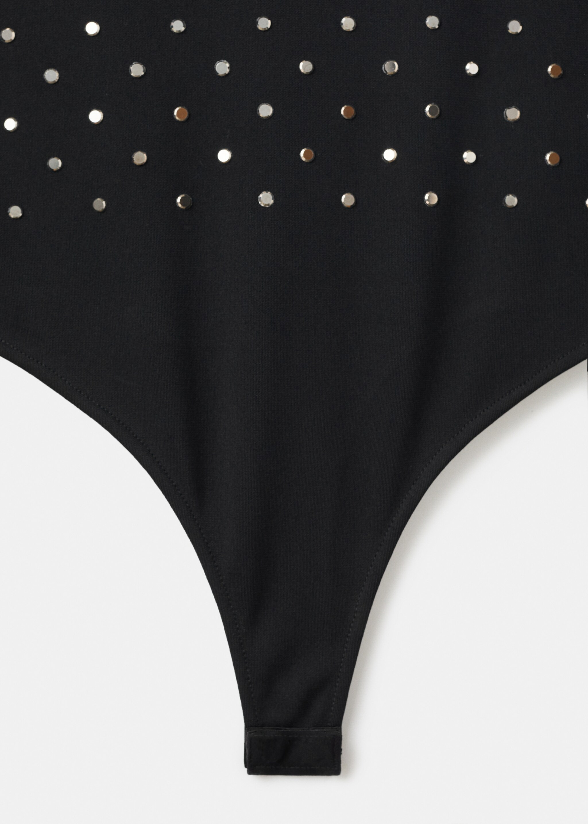 Long-sleeved crystal bodysuit - Details of the article 8, Black. Ref: 17056357-00.