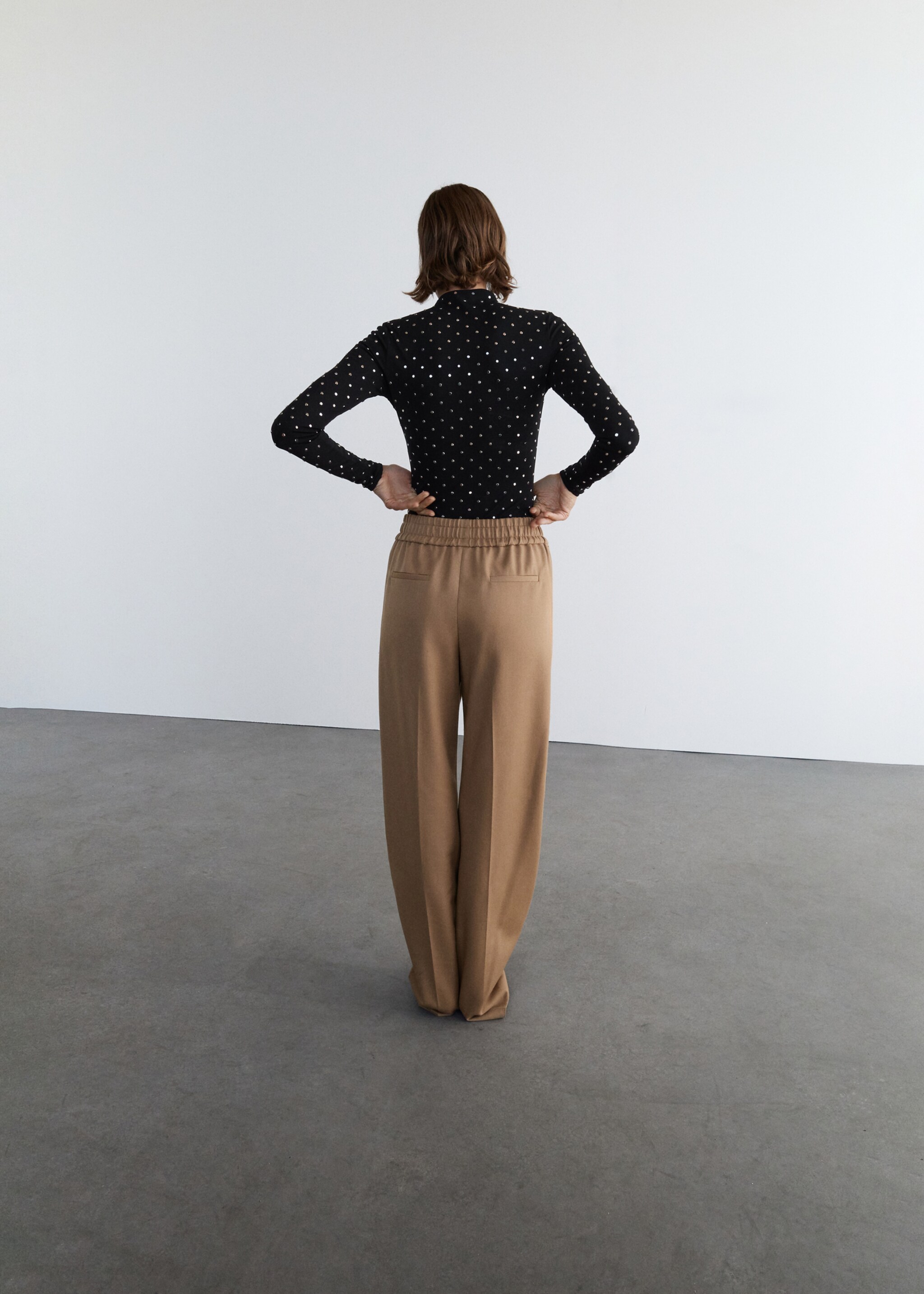Long-sleeved crystal bodysuit - Reverse of the article, Black. Ref: 17056357-00.