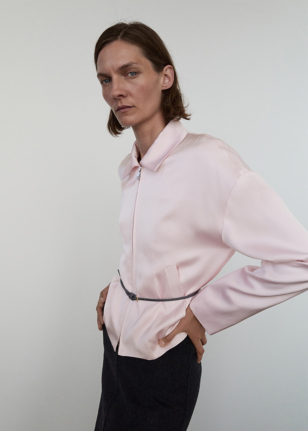 Satin jacket with zipper - Women | MANGO USA