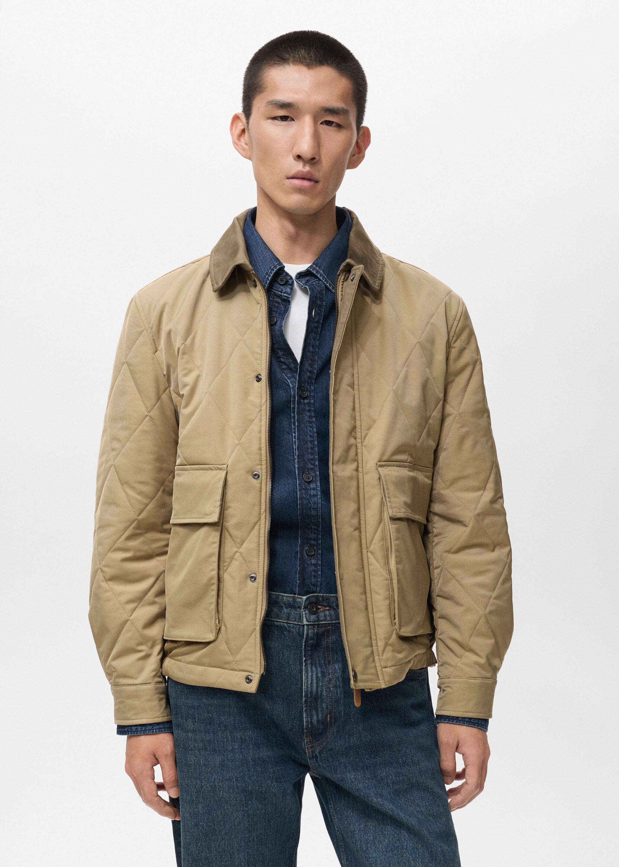 Wasserabweisende Steppjacke - Mittlere Ansicht, Beige. Ref: 17056721-00.