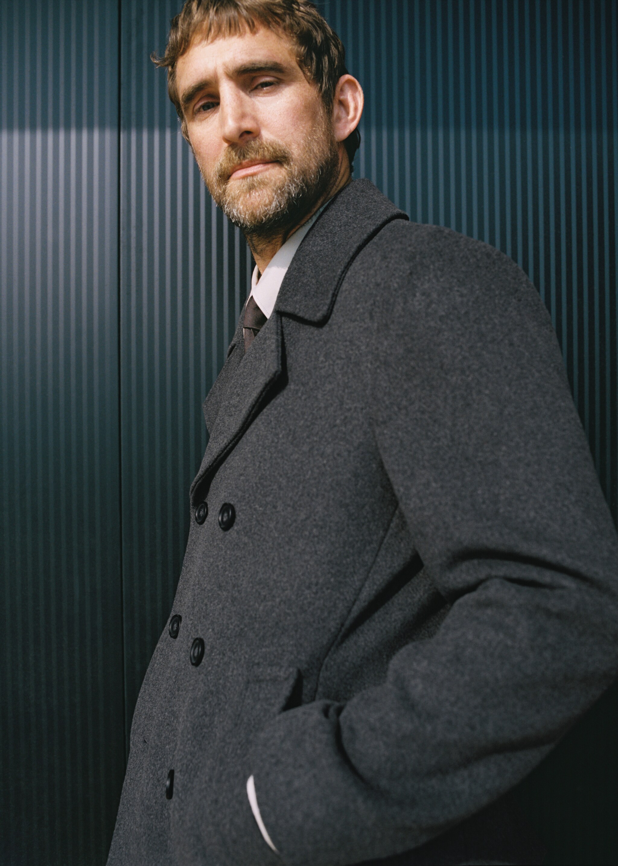 Wool double-breasted coat with buttons - Details of the article 3, Grey. Ref: 17056722-00.