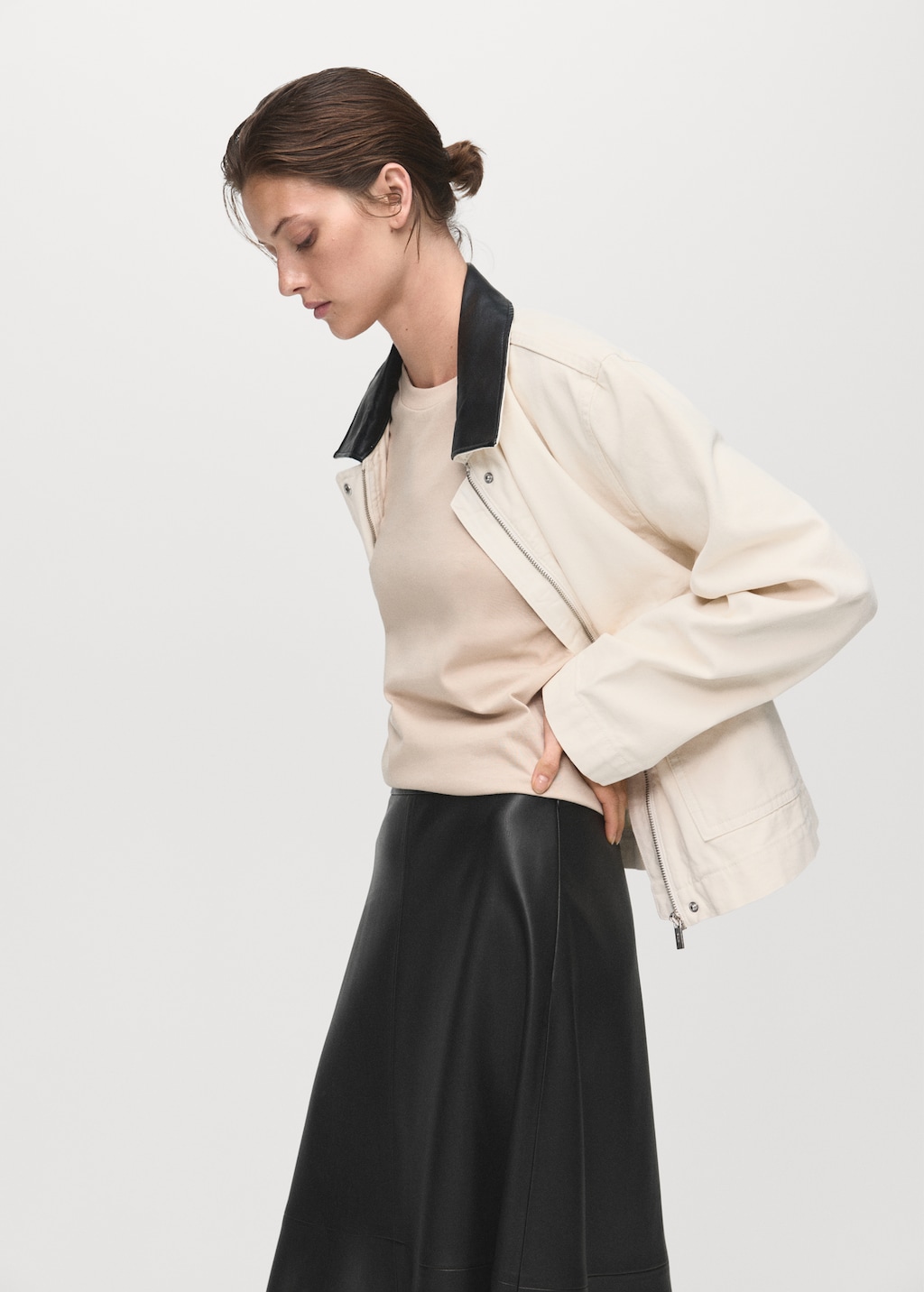 Faux-leather midi-skirt