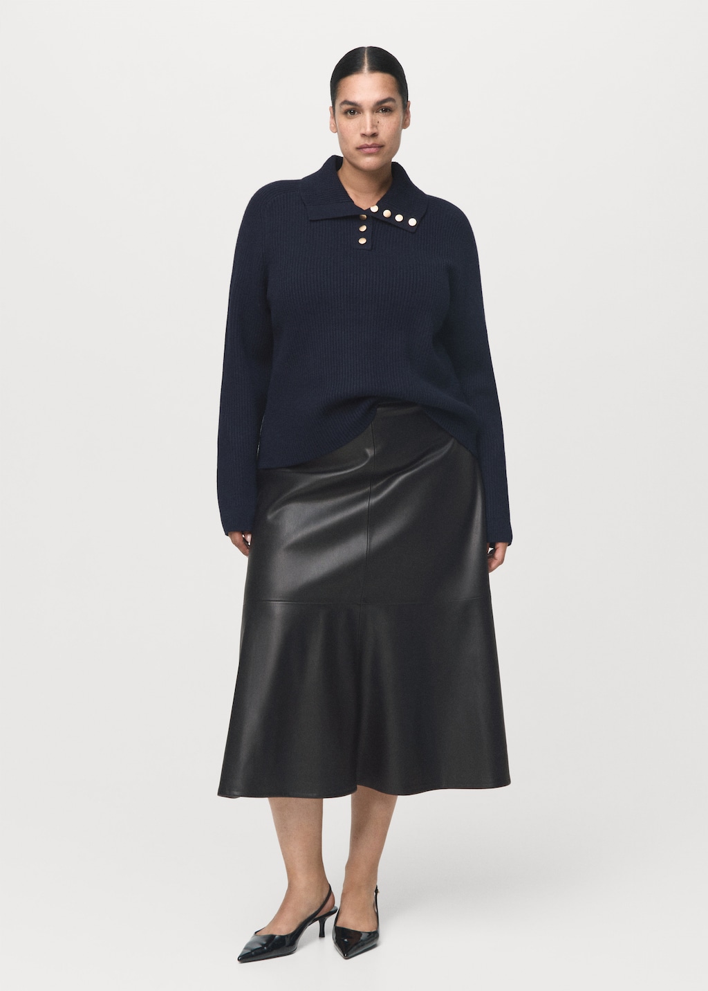 Faux-leather midi-skirt