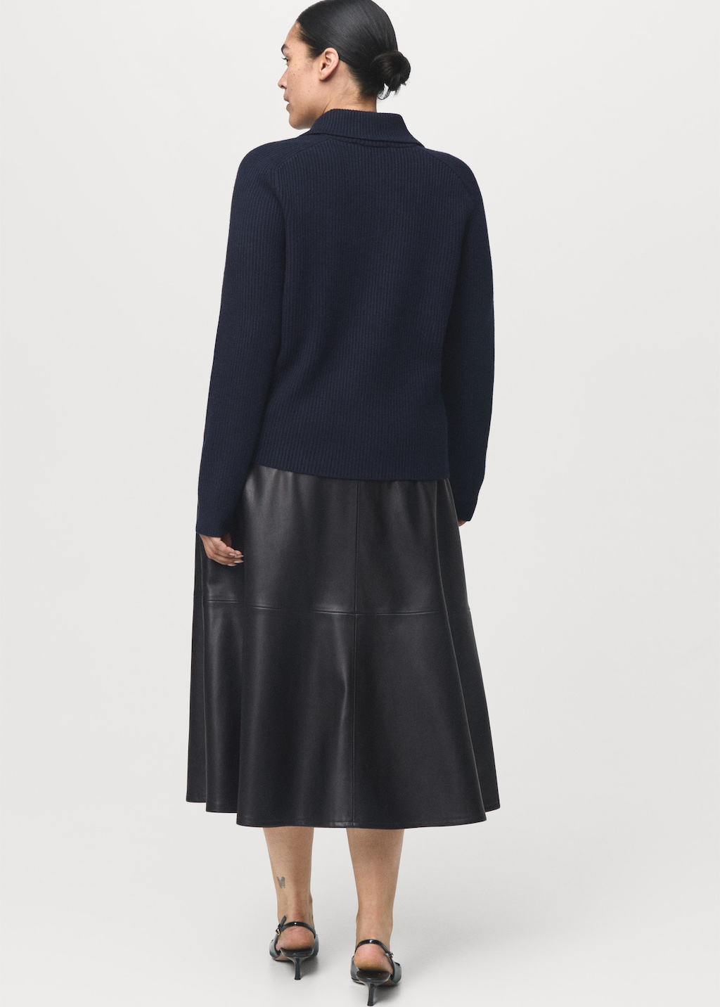 Faux-leather midi-skirt