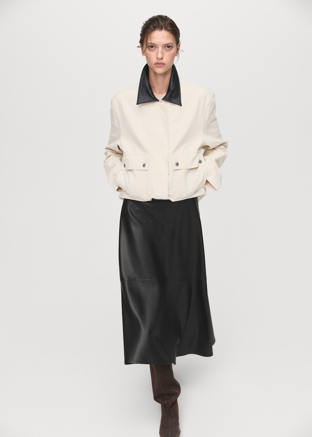 Faux-leather midi-skirt