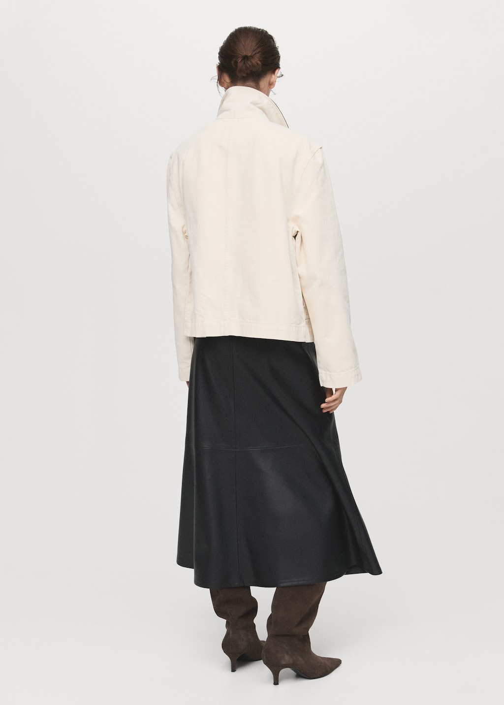 Faux-leather midi-skirt