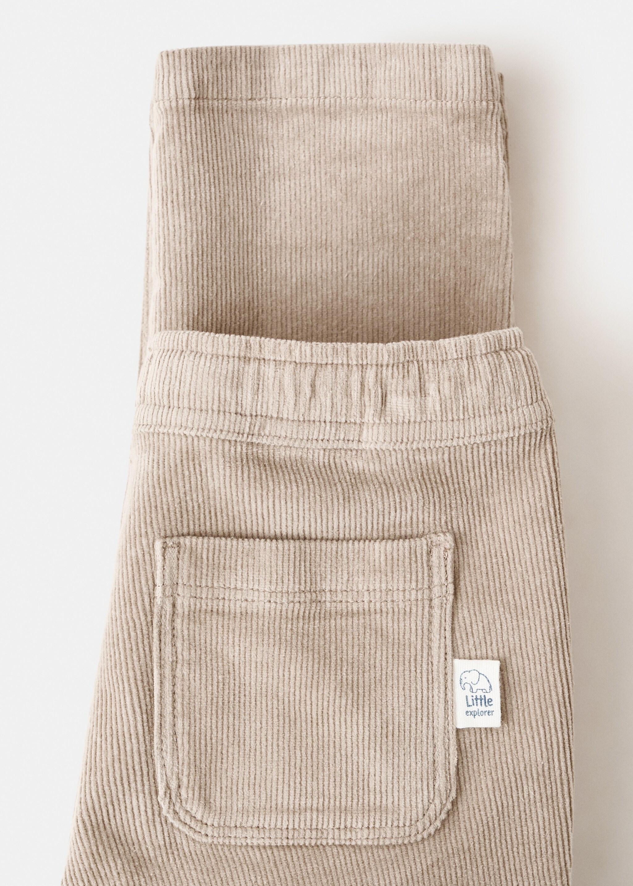Cotton corduroy trousers - Details of the article 8, Sand. Ref: 17056726-00.